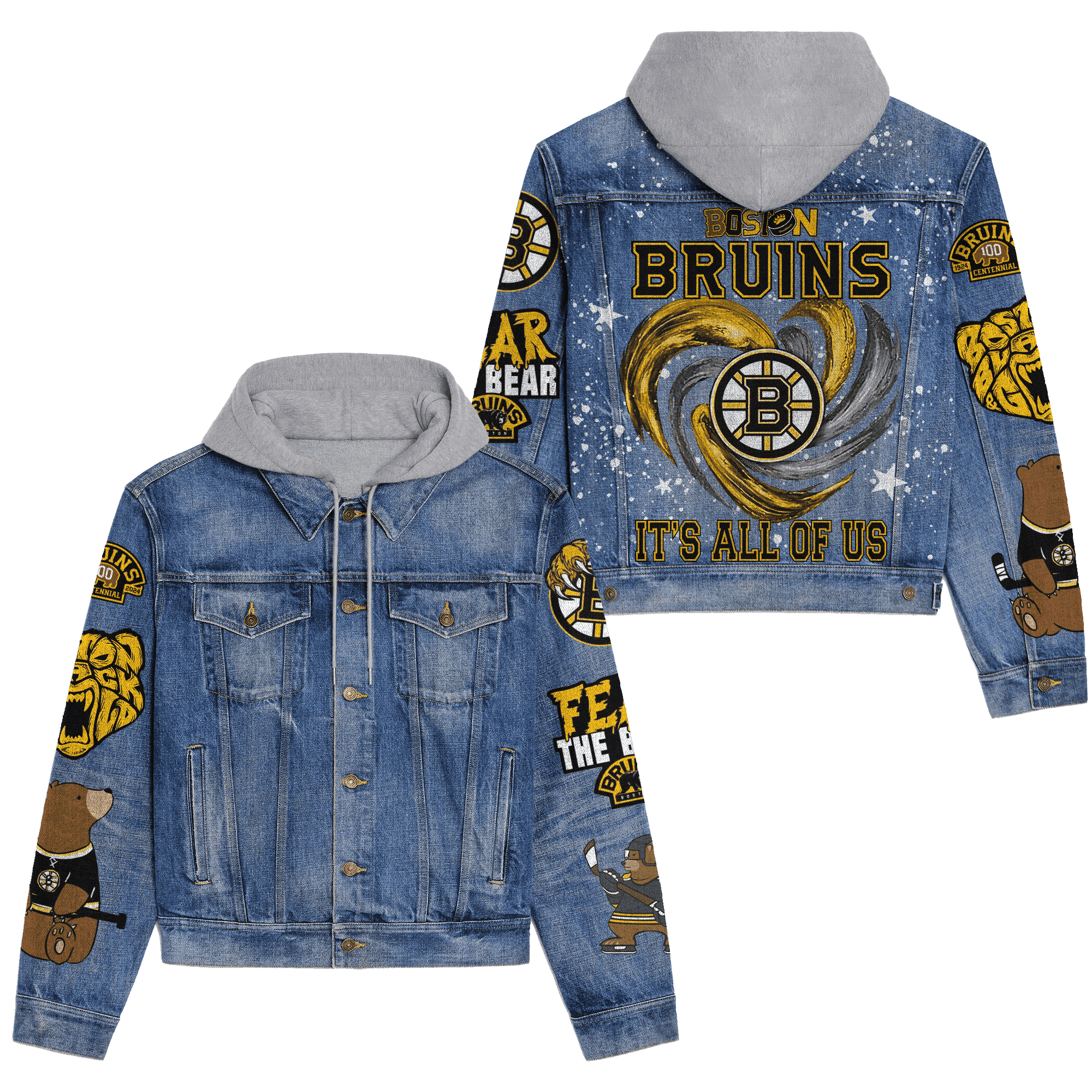 Boston Bruins Premium Hooded Denim Jacket New Collection Affordable Fall Denim Jackets 2025
