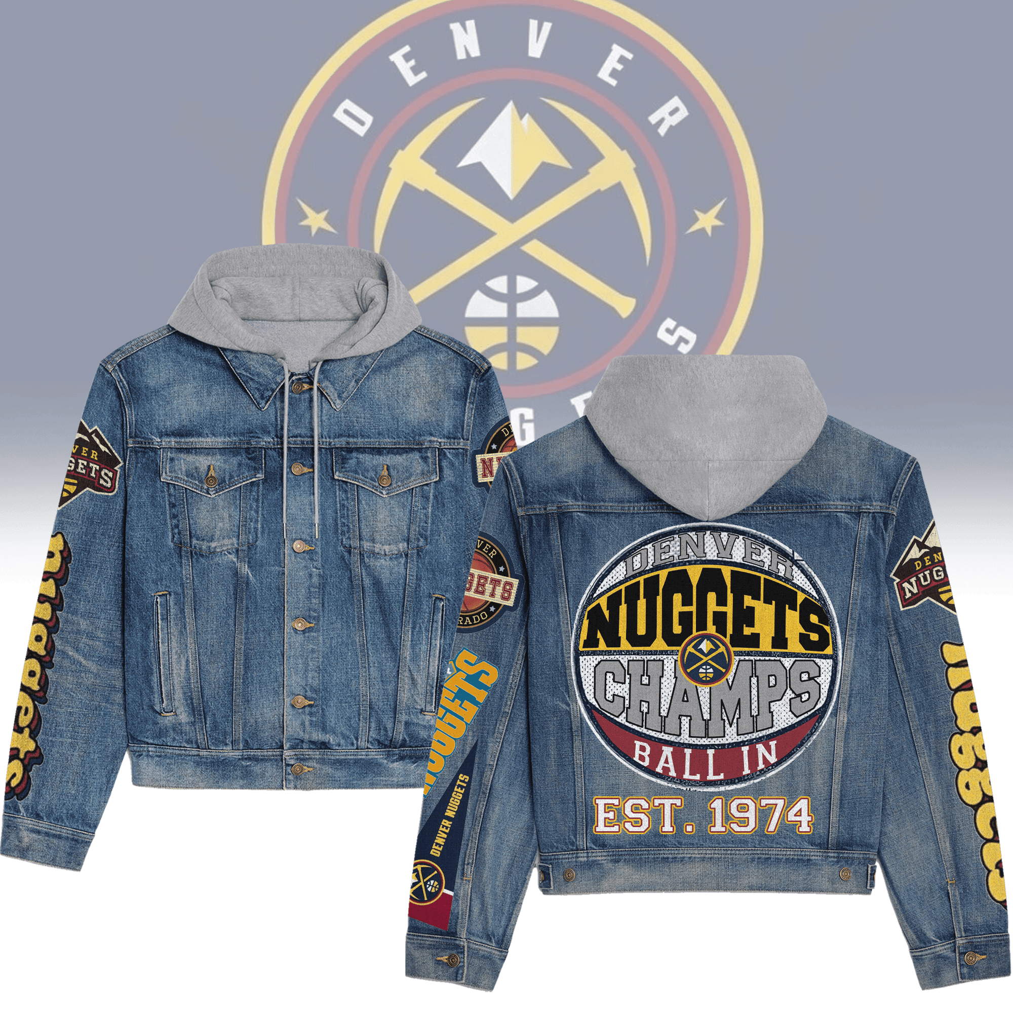 Denver Nuggets Premium Hooded Denim Jacket For Men Women Collection Fall And Winter 2025