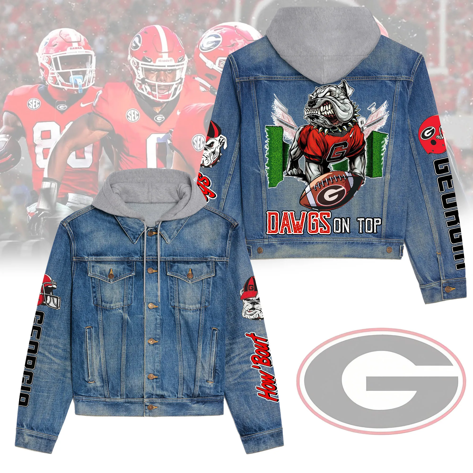Georgia Bulldogs Premium Hooded Denim Jacket Best Fall Items For Men Women