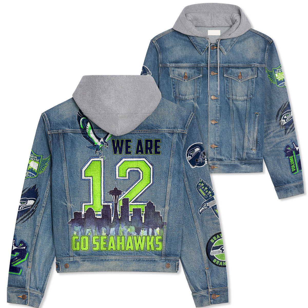 Seattle Seahawks Premium Hooded Denim Jacket