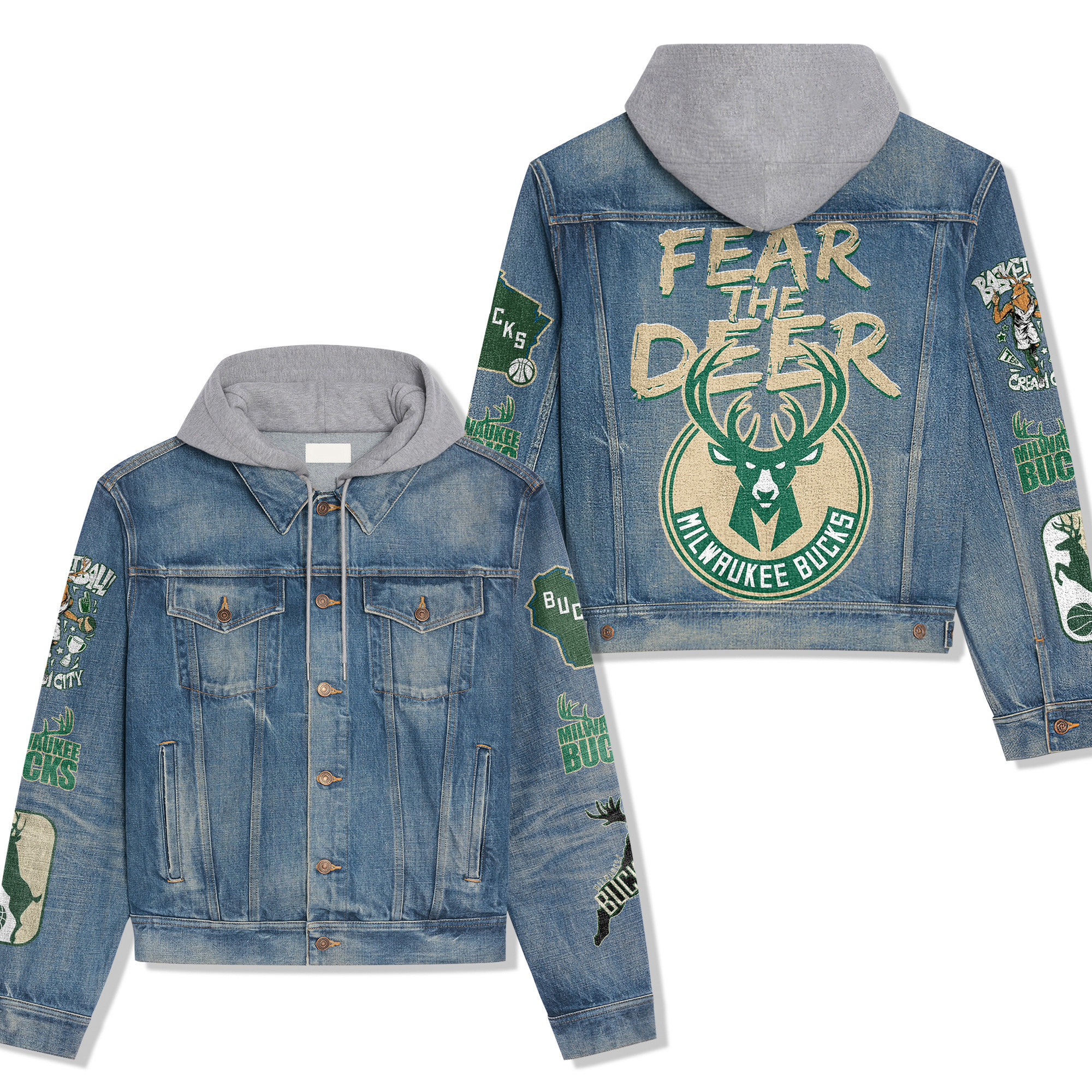 Milwaukee Bucks Premium Hooded Denim Jacket For Men Women Collection Fall And Winter 2025