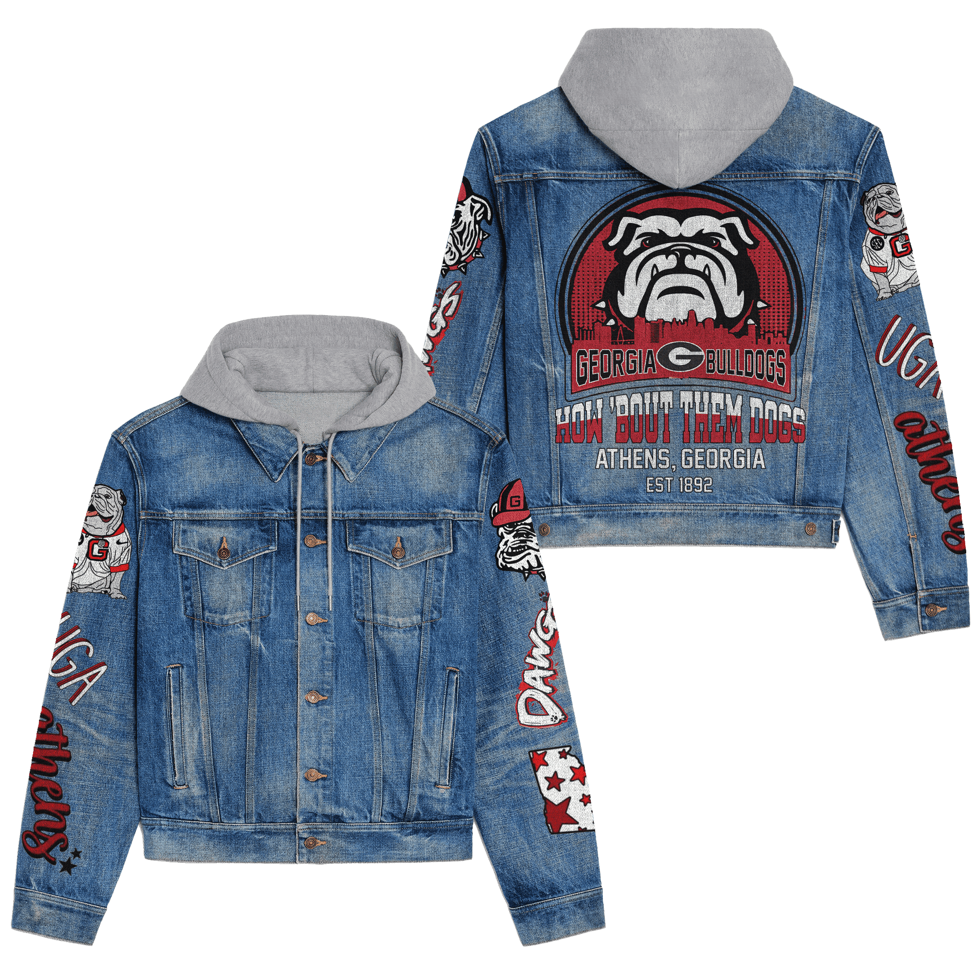 Georgia Bulldogs Premium Hooded Denim Jacket Fall Outerwear 2025 For Men Women