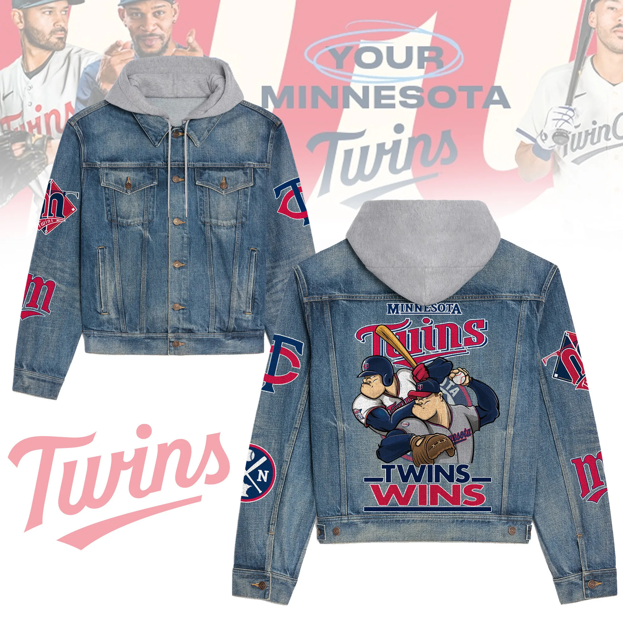 Minnesota Twins Premium Hooded Denim Jacket