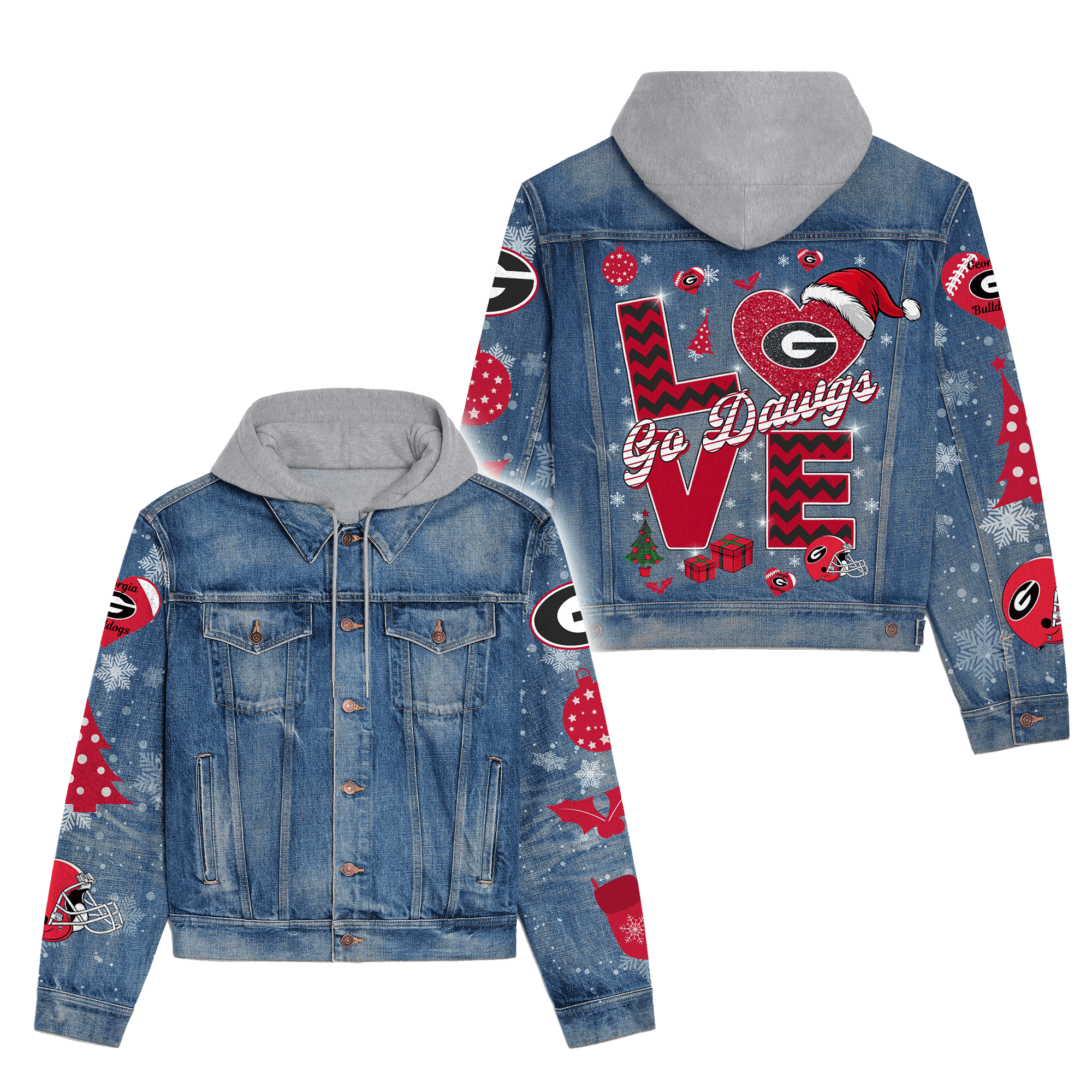 Georgia Bulldogspremium Hooded Denim Jacket