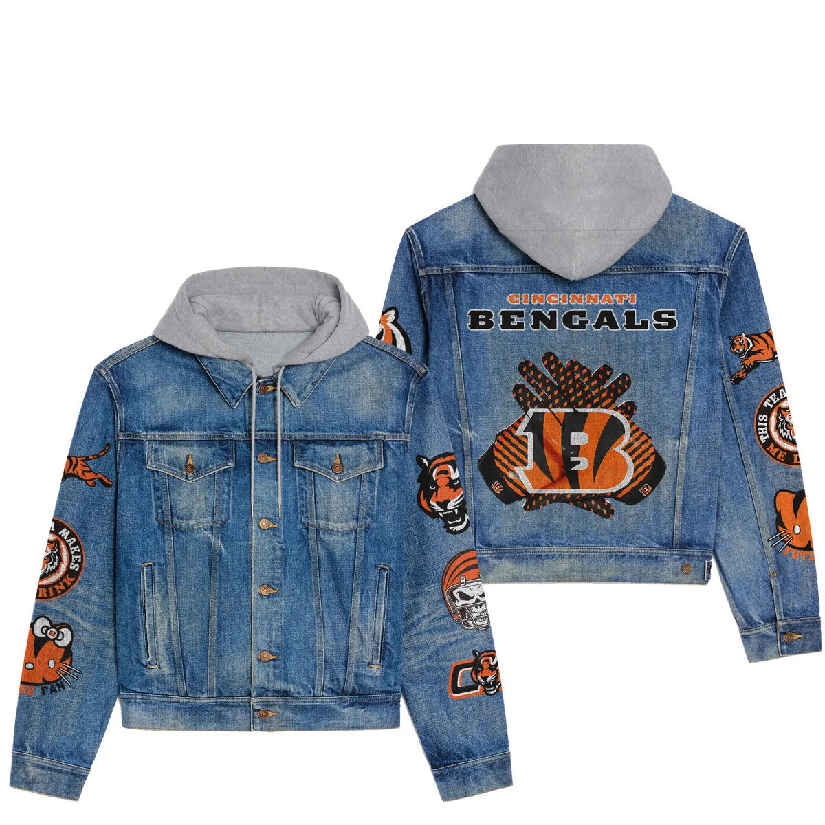 Cincinnati Bengals Premium Hooded Denim Jacket For Men Women Collection Fall And Winter 2025
