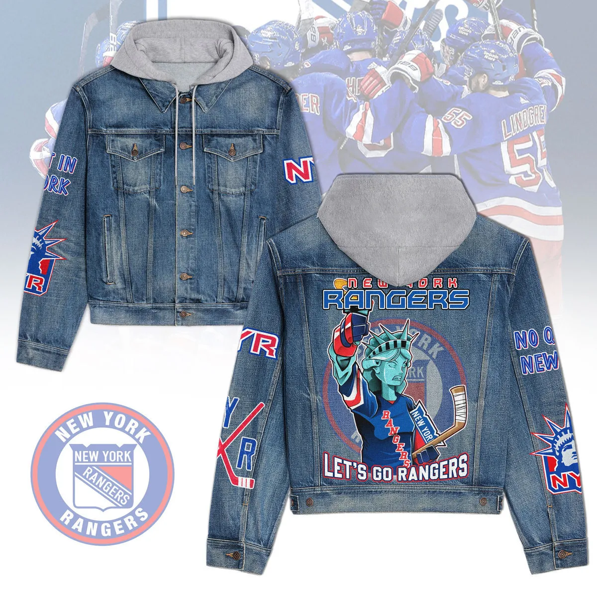 New York Rangers Premium Hooded Denim Jacket