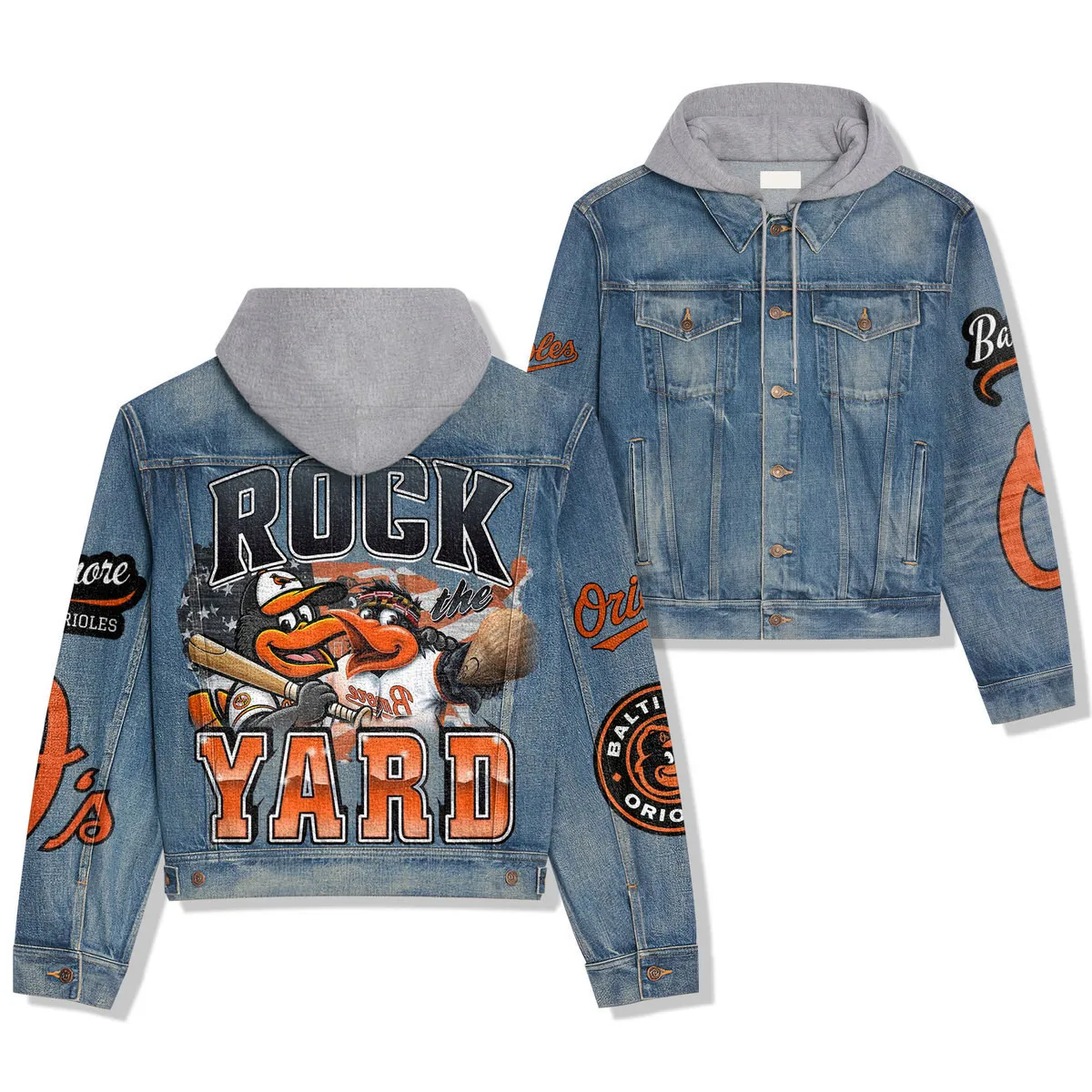 Baltimore Orioles Premium Hooded Denim Jacket Fall Winter 2025 Jacket For Men Women