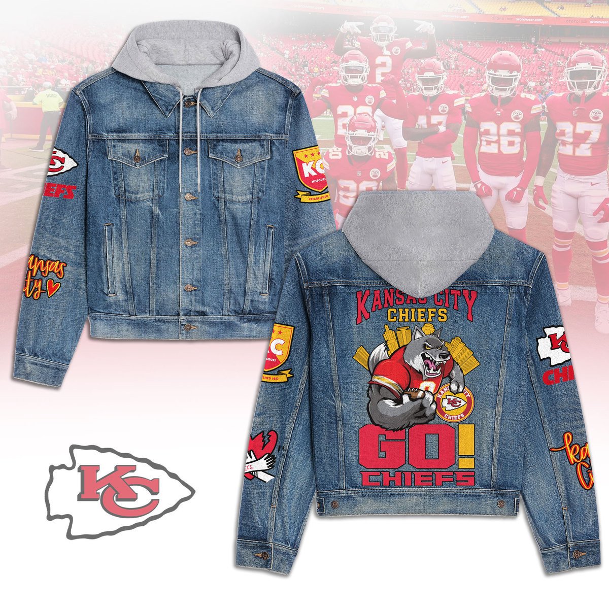 Kansas City Chiefs Premium Hooded Denim Jacket Best Jacket For Men Women