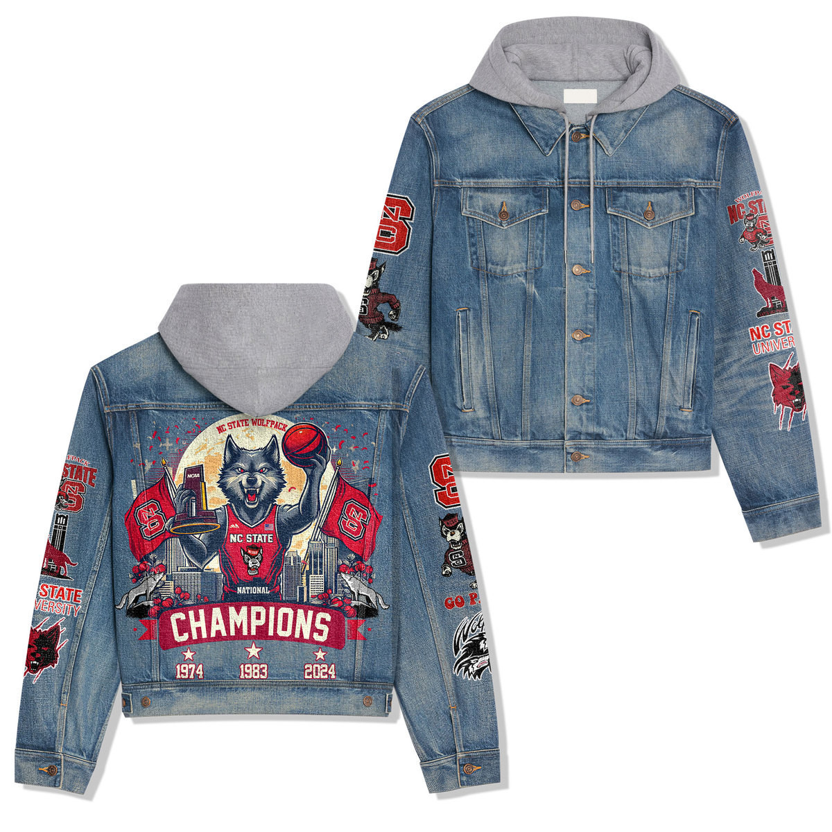 Nc State Wolfpack Premium Hooded Denim Jacket
