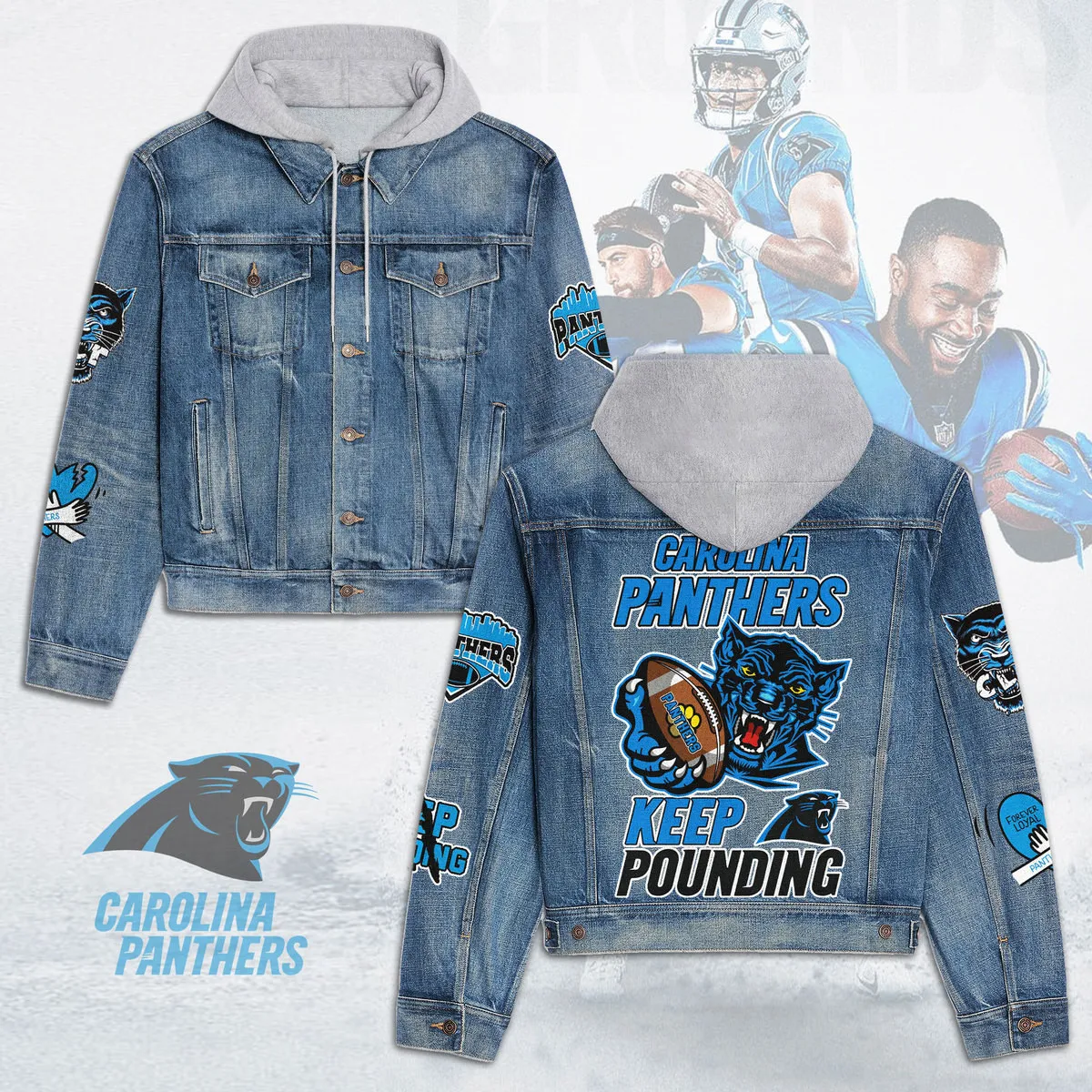 Carolina Panthers Premium Hooded Denim Jacket