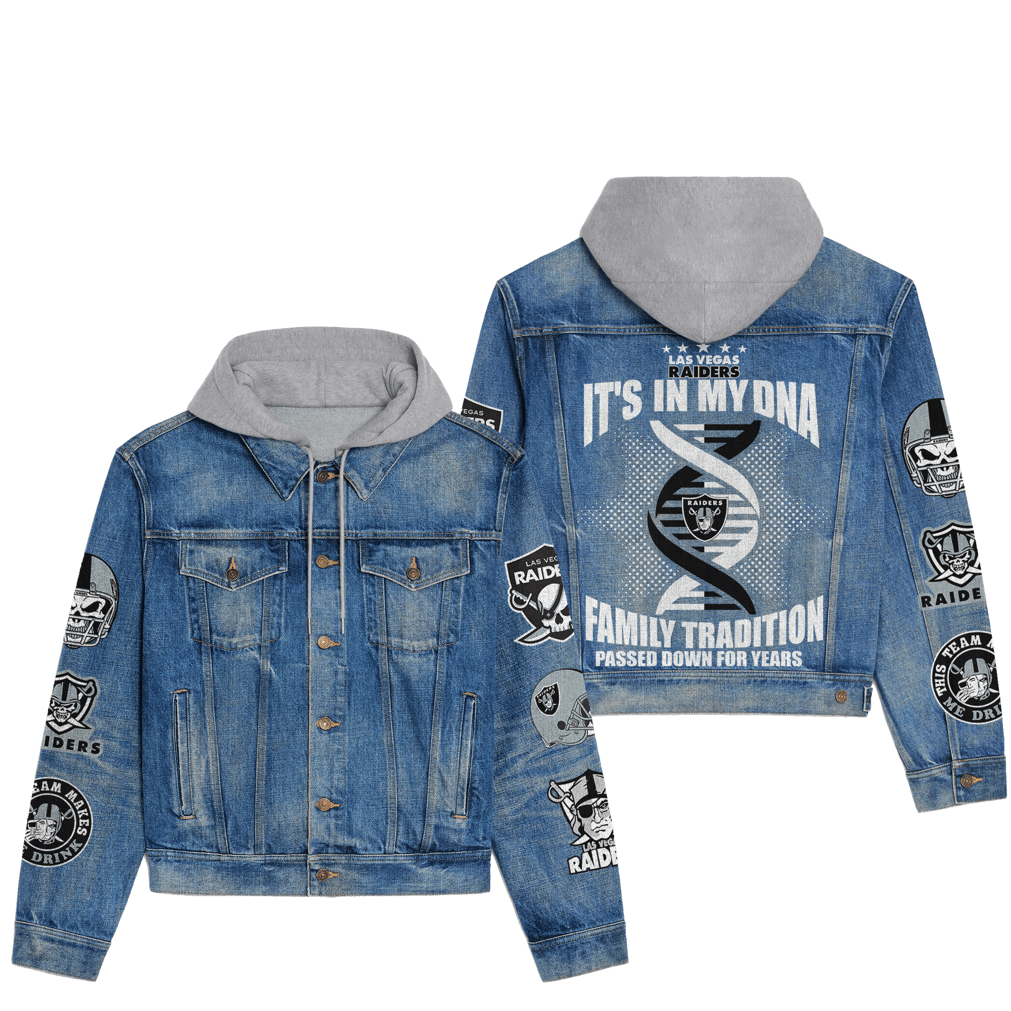 Las Vegas Raiders Premium Hooded Denim Jacket Fall Winter 2025 Jacket For Men Women