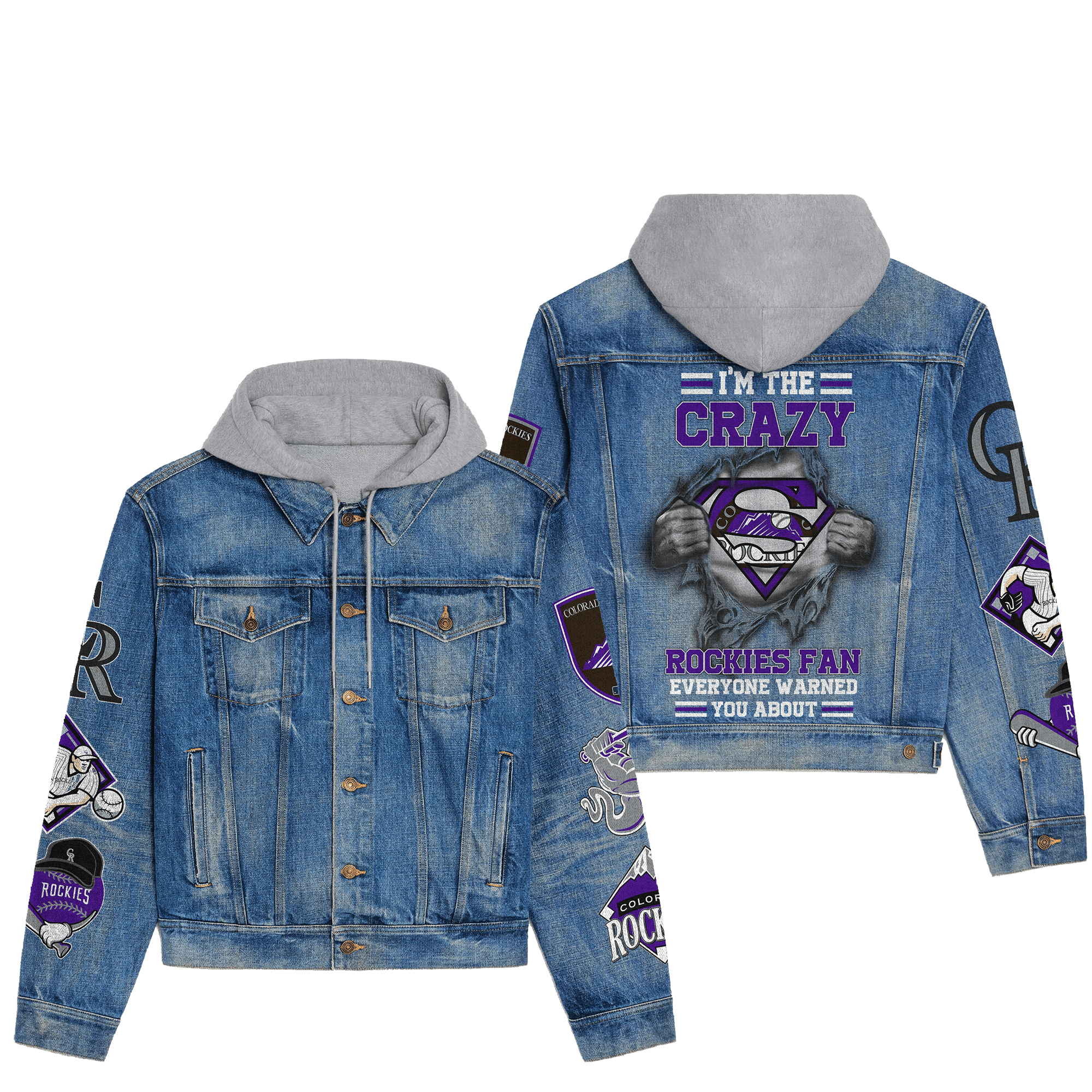 Colorado Rockies Premium Hooded Denim Jacket