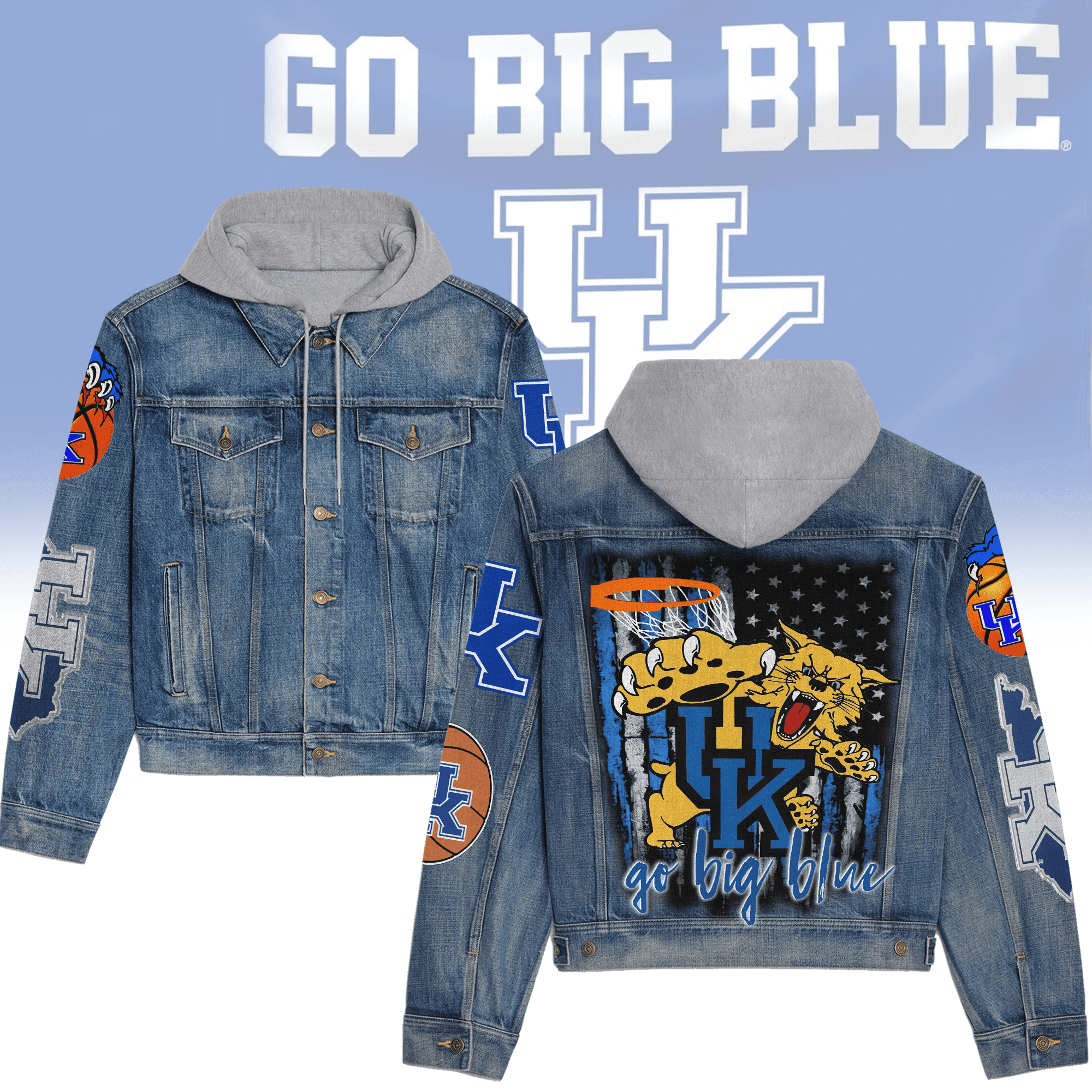 Kentucky Wildcats Premium Hooded Denim Jacket Fall Winter 2025 Jacket For Men Women