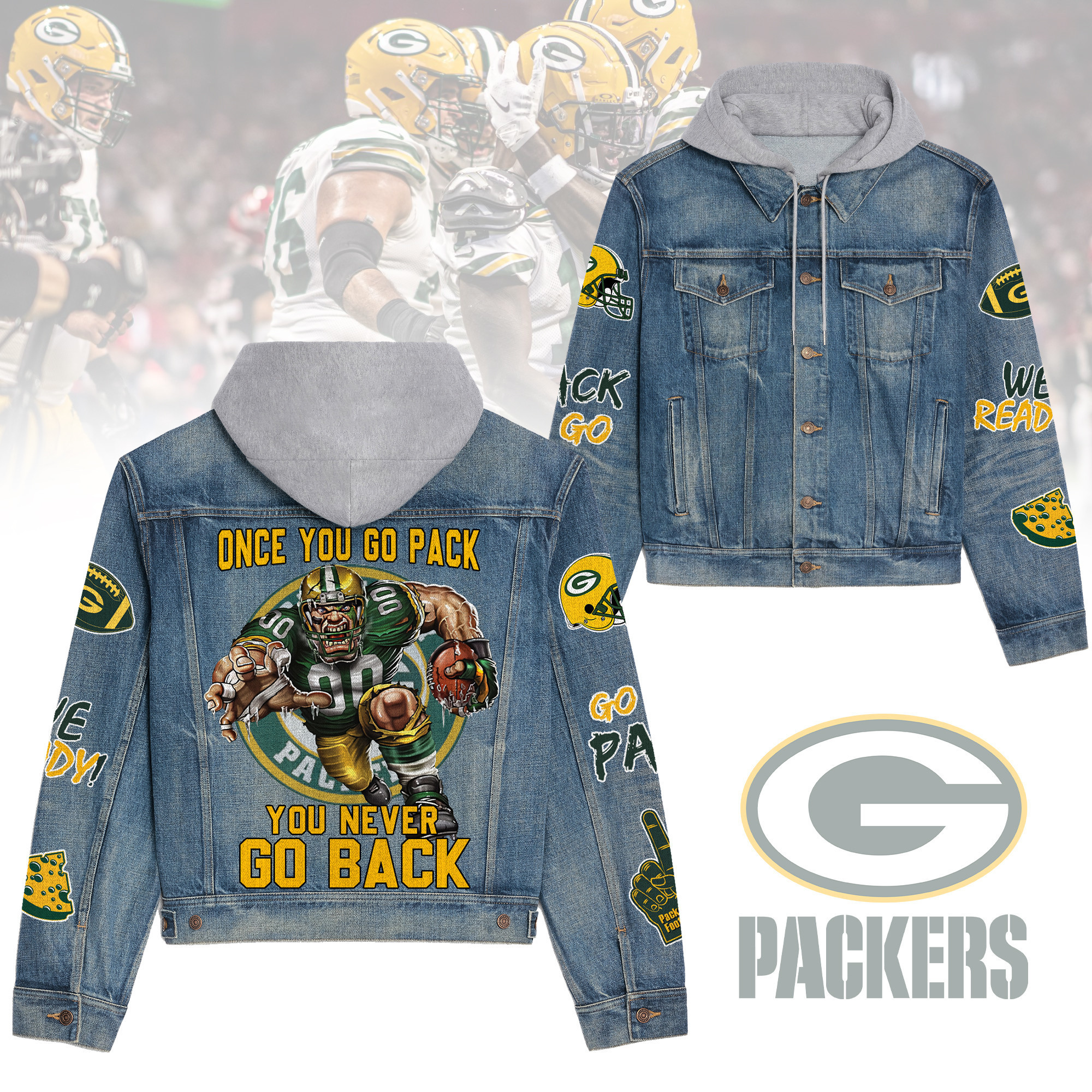Green Bay Packers Premium Fall Fashion Denim Jackets For Men Women