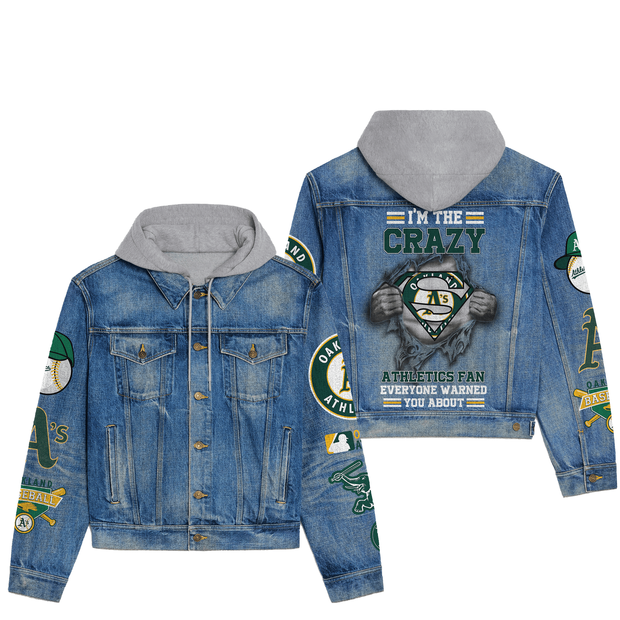 Oakland Athletics Premium Hooded Denim Jacket