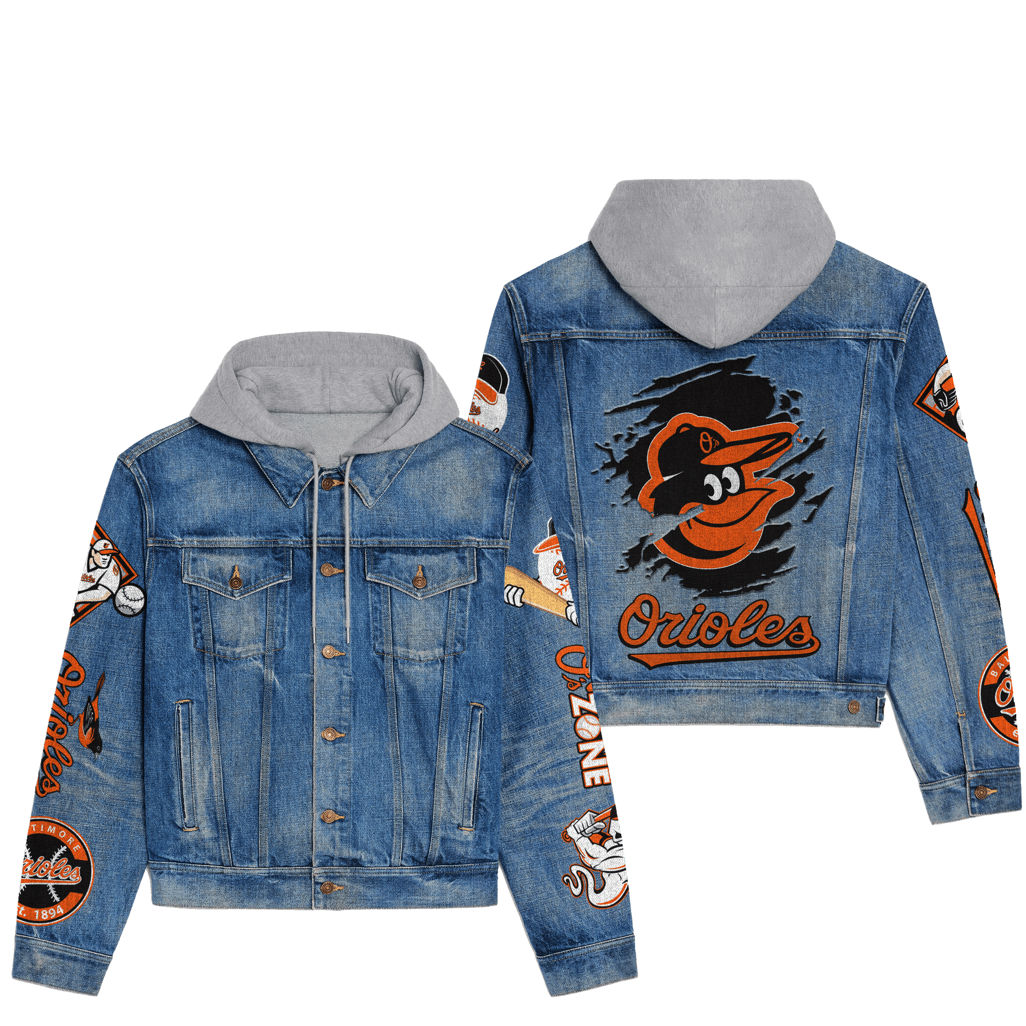 Baltimore Orioles Premium Hooded Denim Jacket For Men Women Collection Fall And Winter 2025