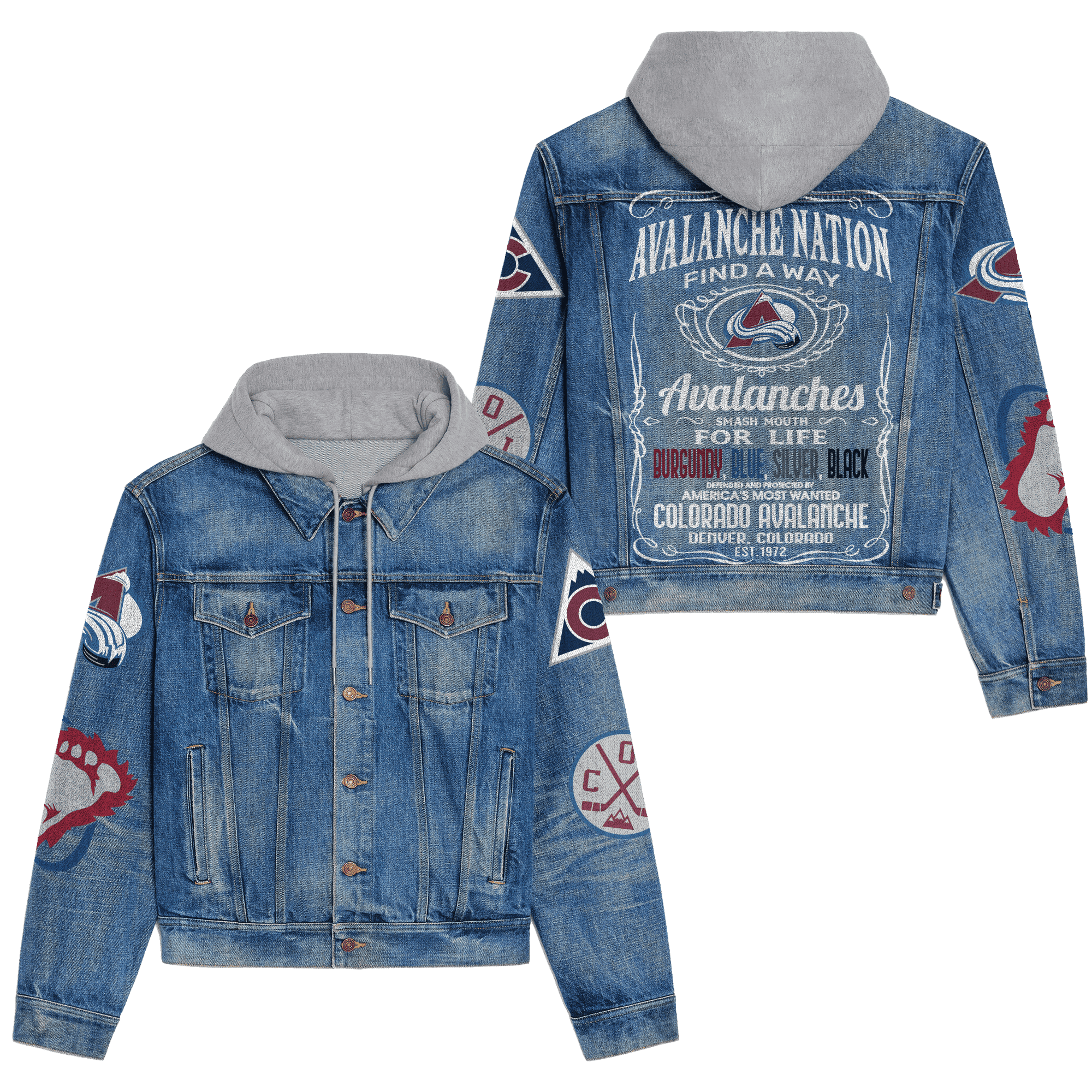 Colorado Avalanche Premium Hooded Denim Jacket