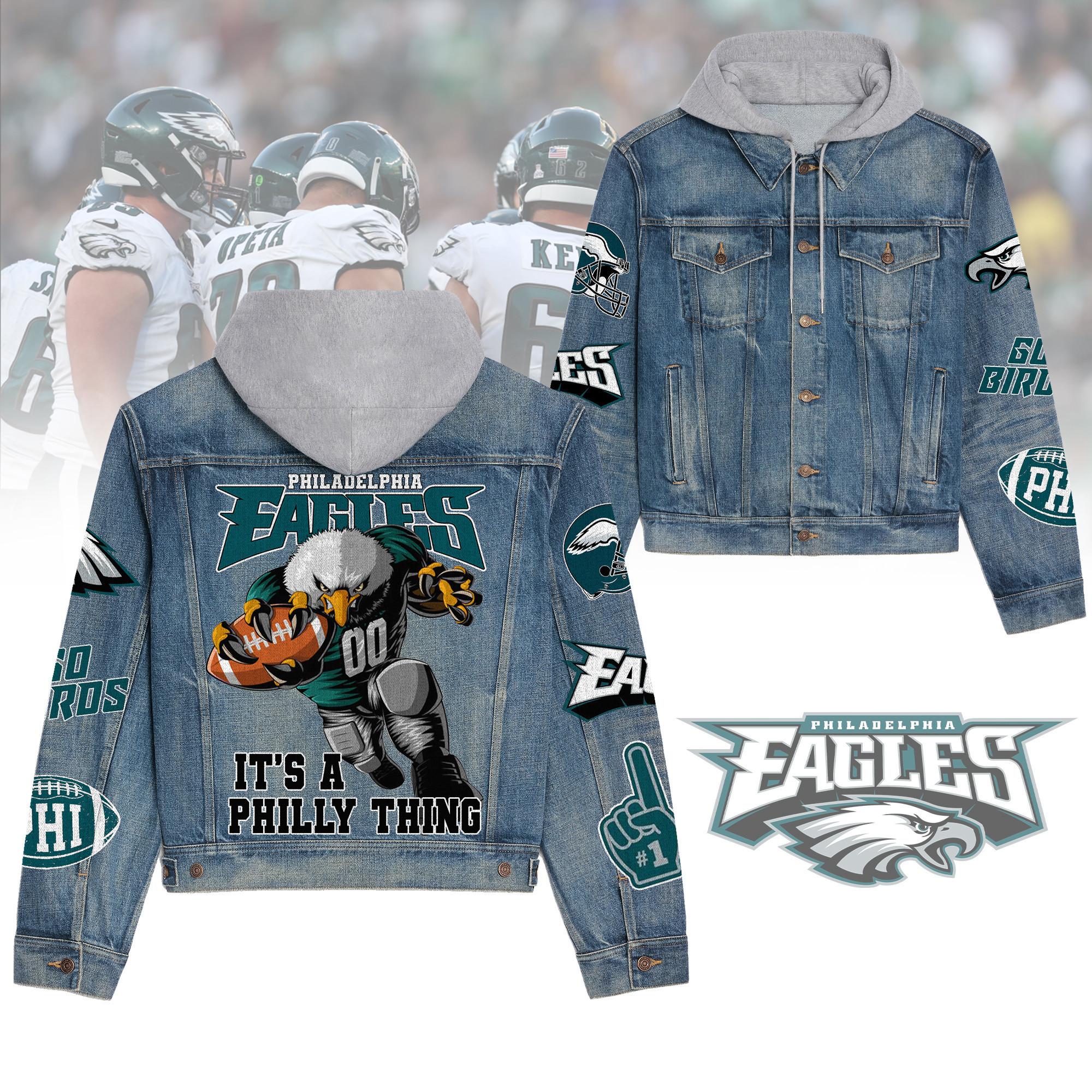 Philadelphia Eagles Oversized Denim Jacket Trendy Ncaa Gear 2025