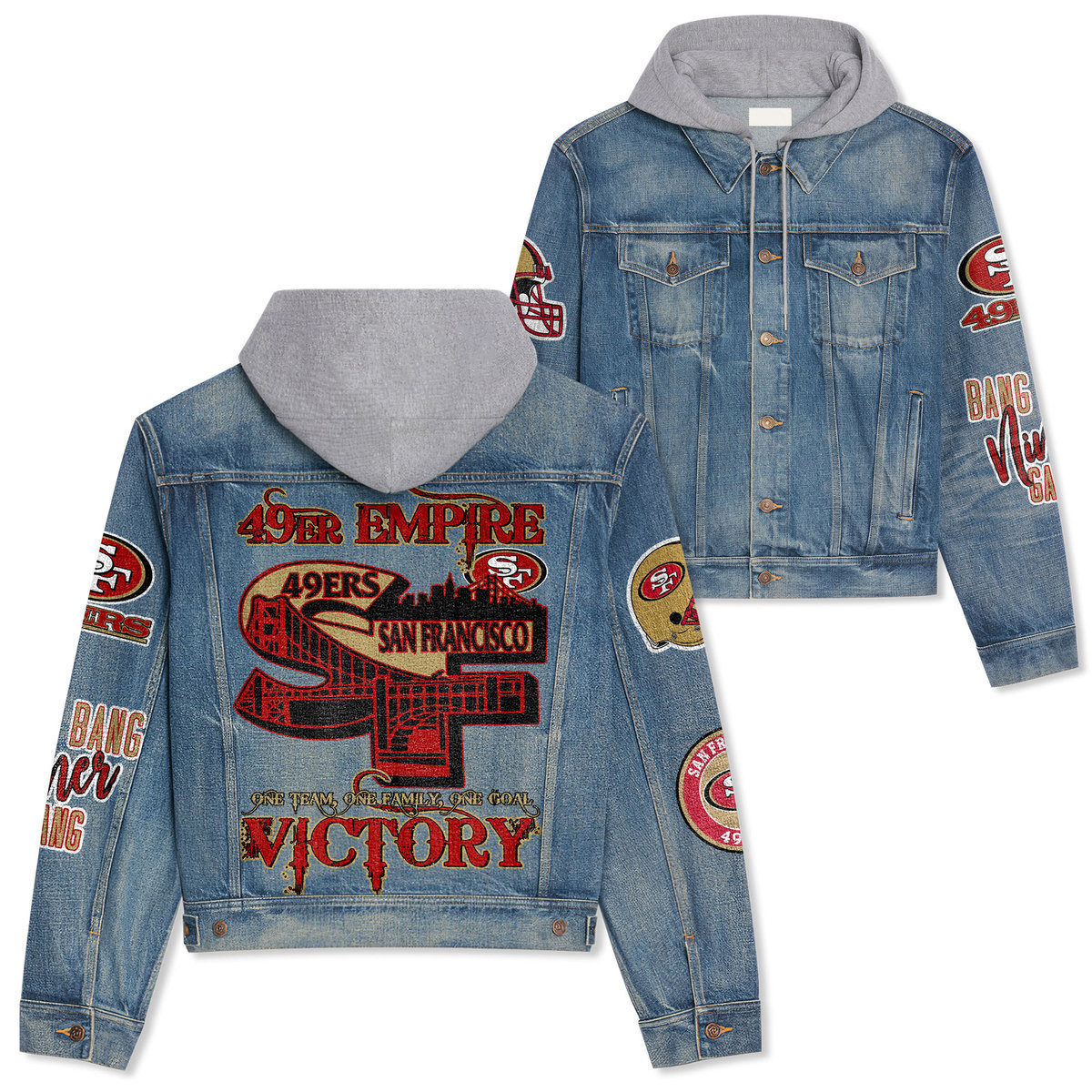 San Francisco 49Ers Premium Hooded Denim Jacket For Men Women Collection Fall And Winter 2025