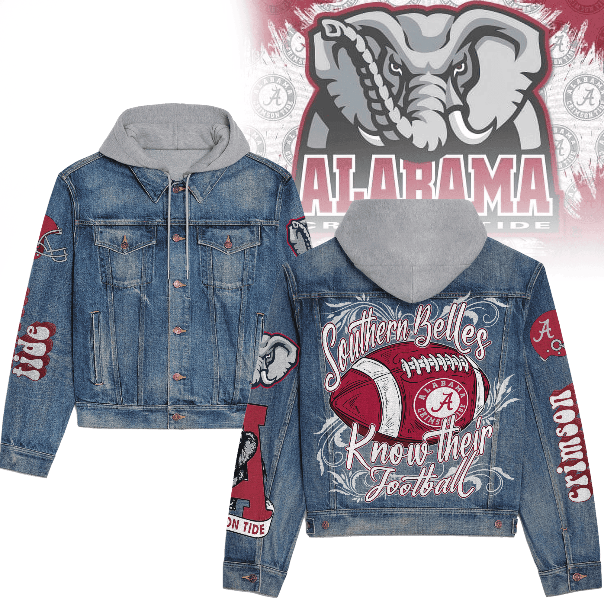 Warm Alabama Crimson Tide Lined Denim Jacket  Fall/Winter 2025 Drop