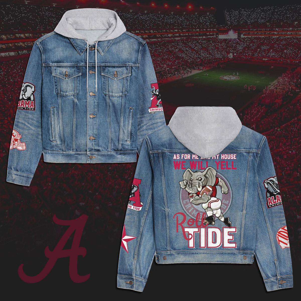 Alabama Crimson Tide Denim Jacket For Cold Weather  Layered Fall Style