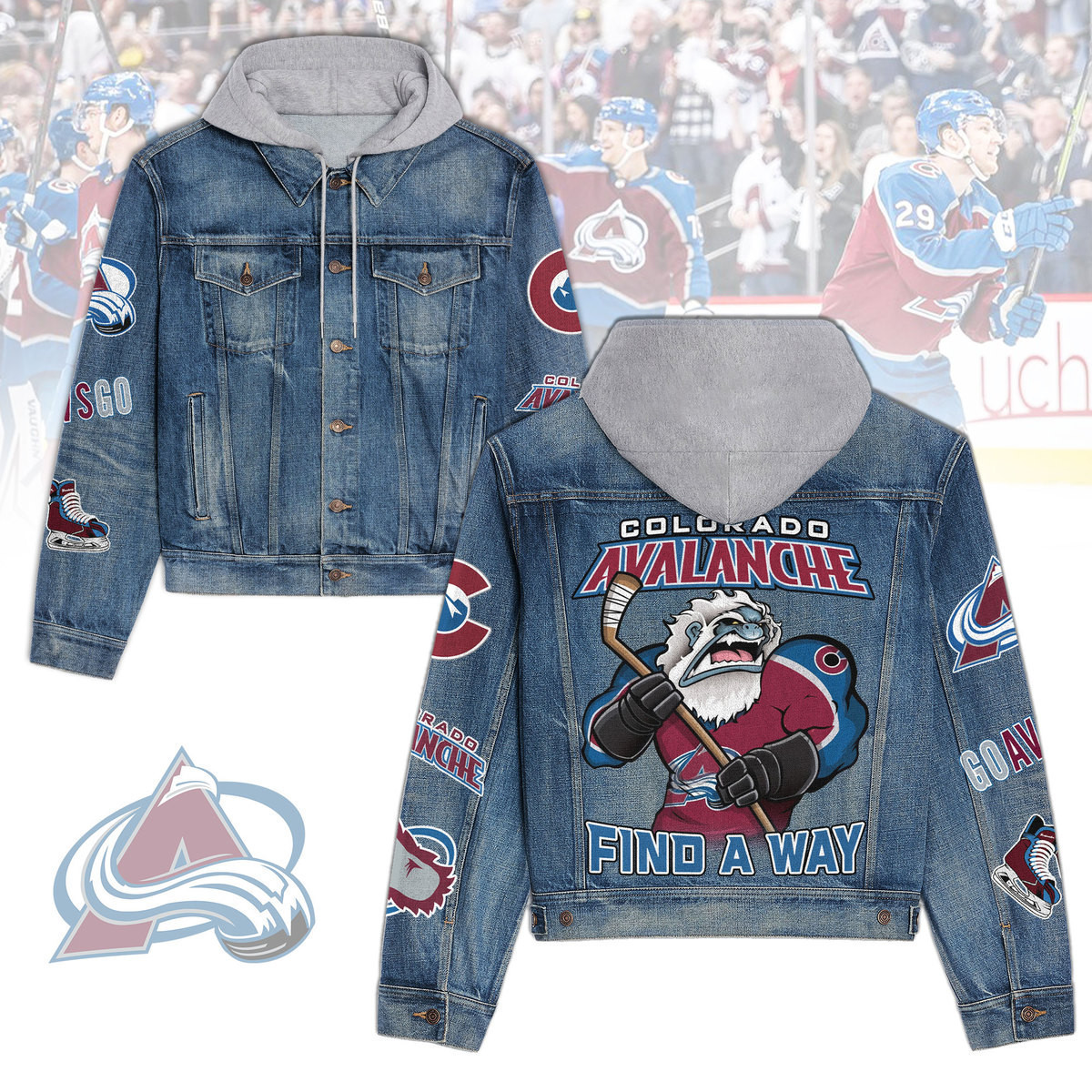 Colorado Avalanche Premium Hooded Denim Jacket