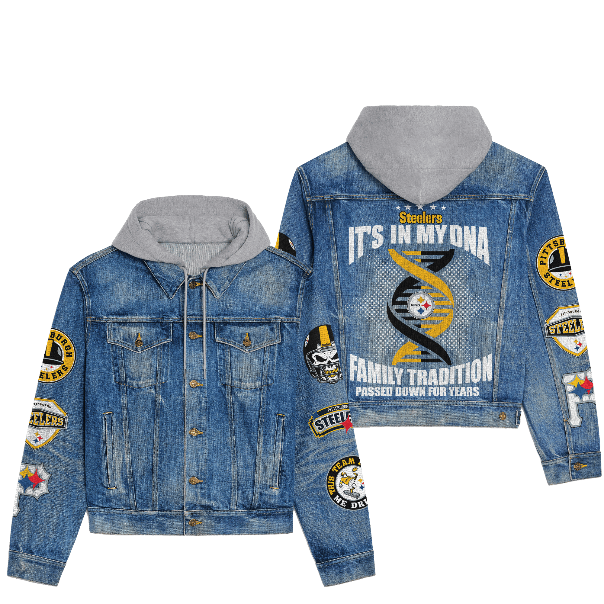 Pittsburgh Steelers Premium Hooded Denim Jacket Fall Winter 2025 Jacket For Fans