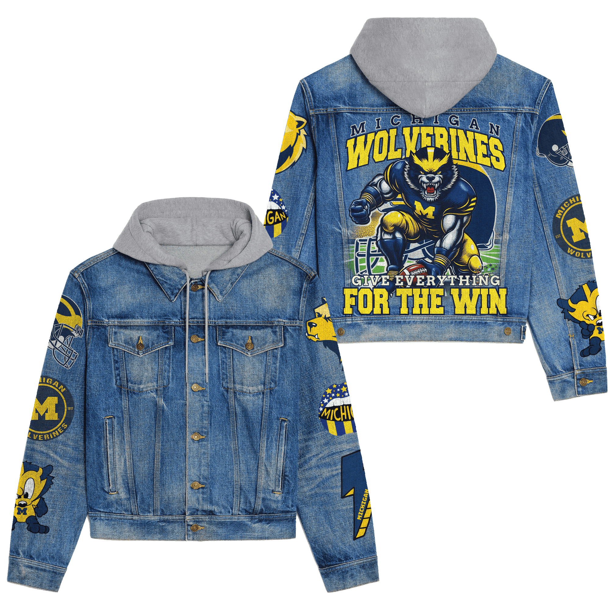 Michigan Wolverines Premium Fall Fashion Denim Jackets For Men Women  Stylish Jackets For Cold Weather