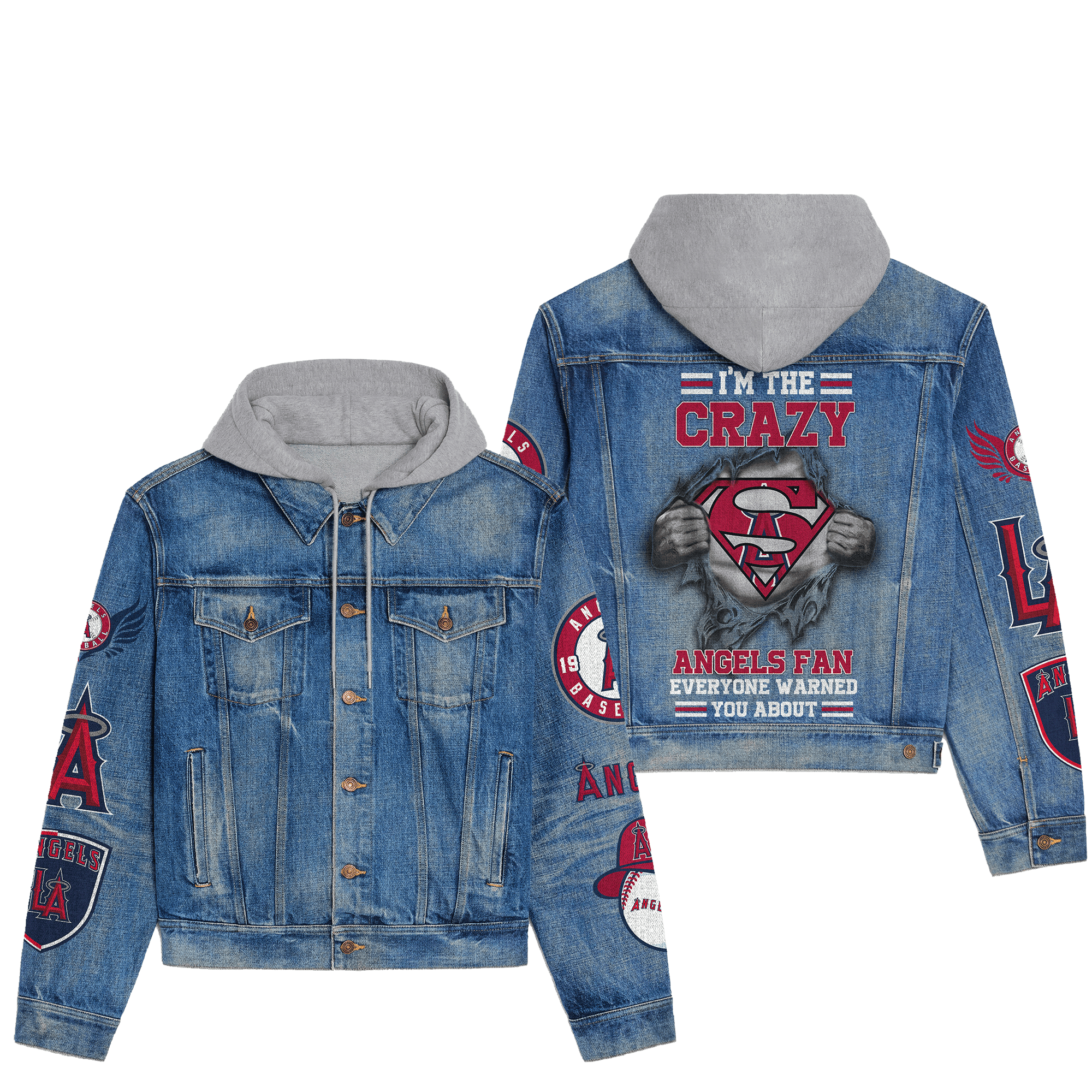 Los Angeles Angels Premium Hooded Denim Jacket