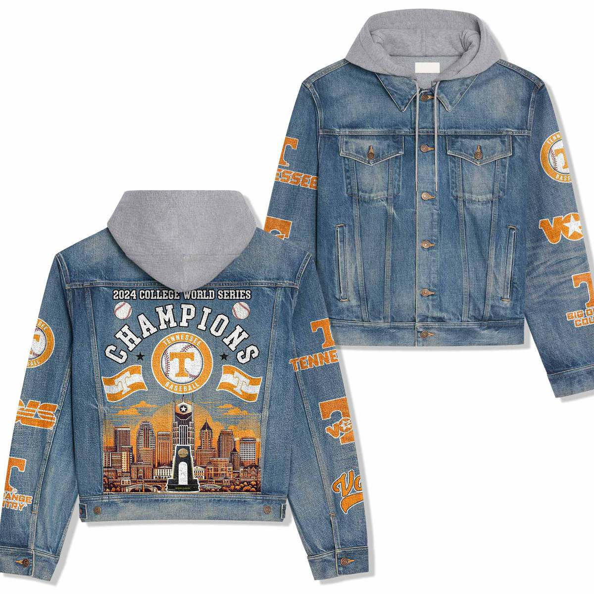 Tennessee Volunteers Premium Hooded Denim Jacket For Men Women Collection Fall And Winter 2025