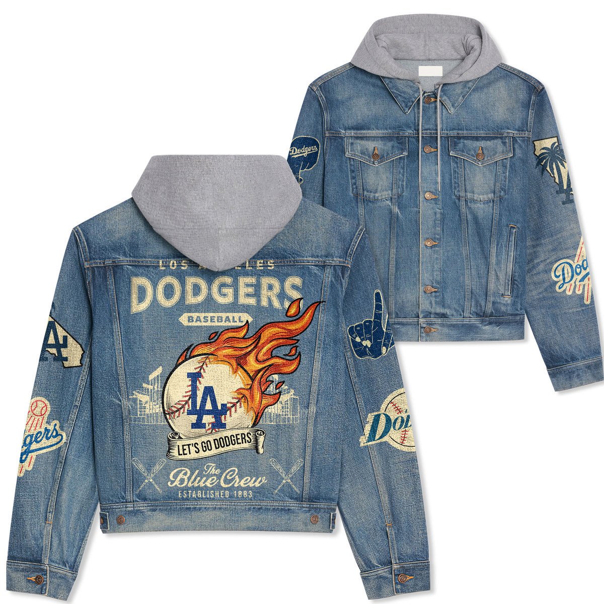 Los Angeles Dodgers Premium Hooded Denim Jacket For Men Women Collection Fall And Winter 2025