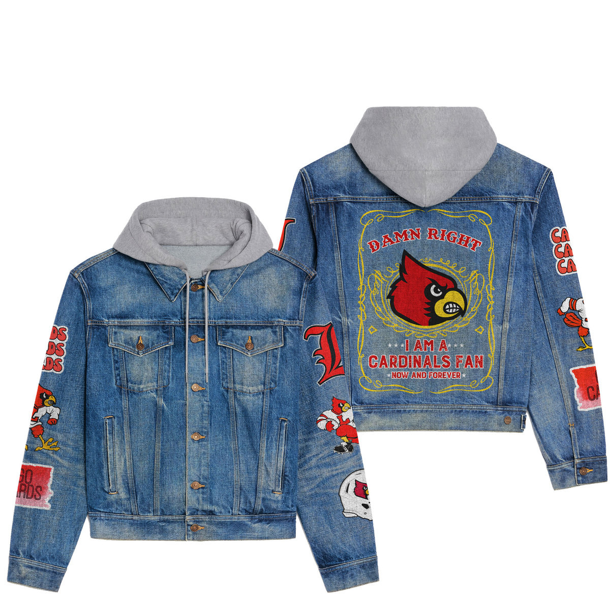 Louisville Cardinals Premium Hooded Denim Jacket