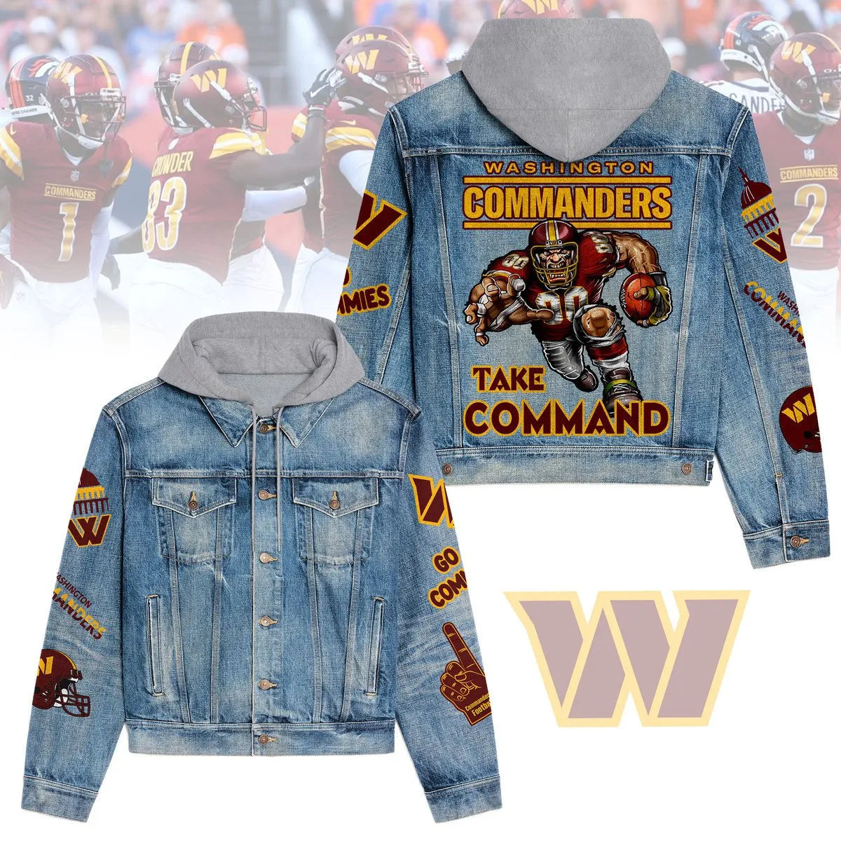 Washington Commanders Premium Back To School Hooded Denim Jackets 2025