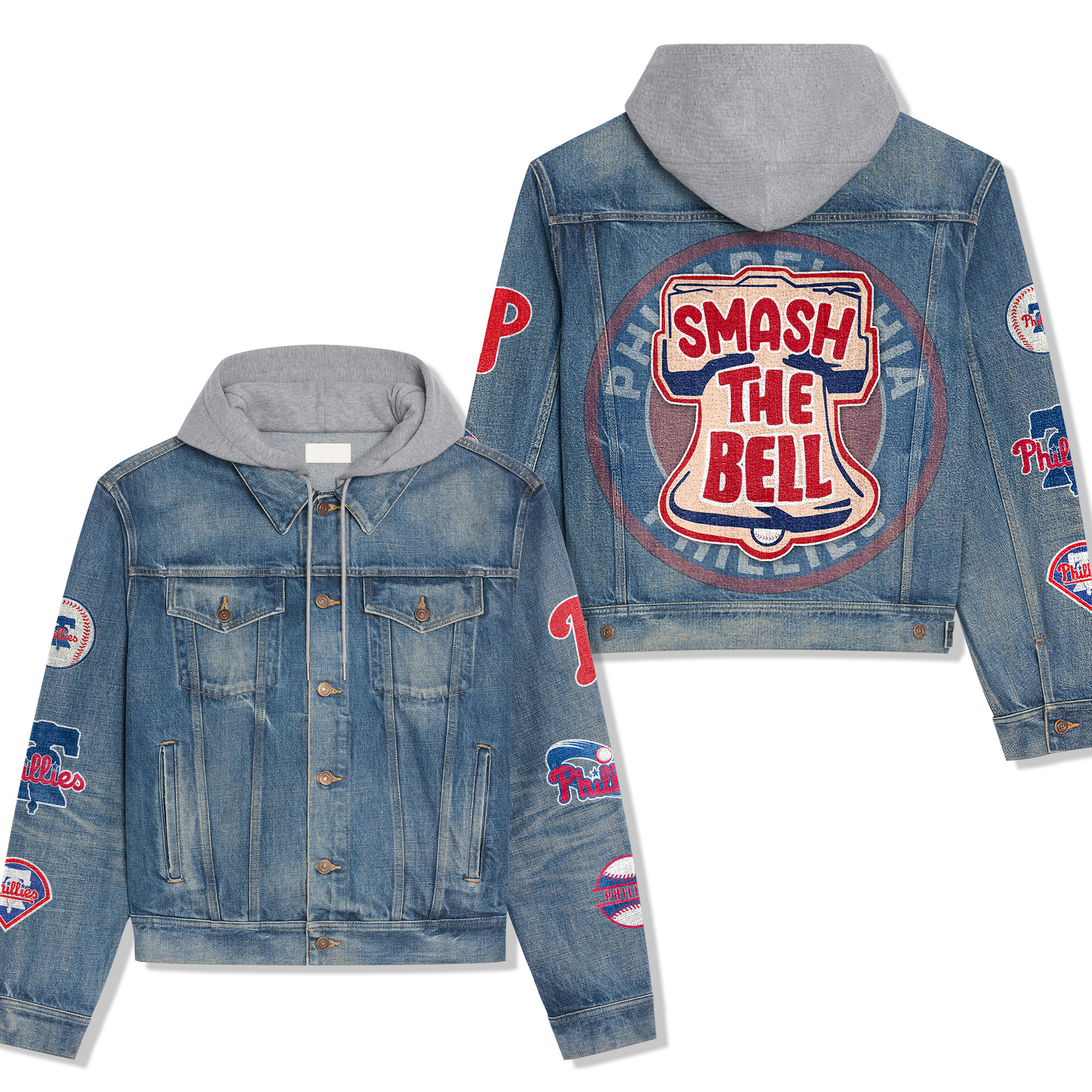 Phidelphia Phillies Premium Hooded Denim Jacket For Men Women Collection Fall And Winter 2025