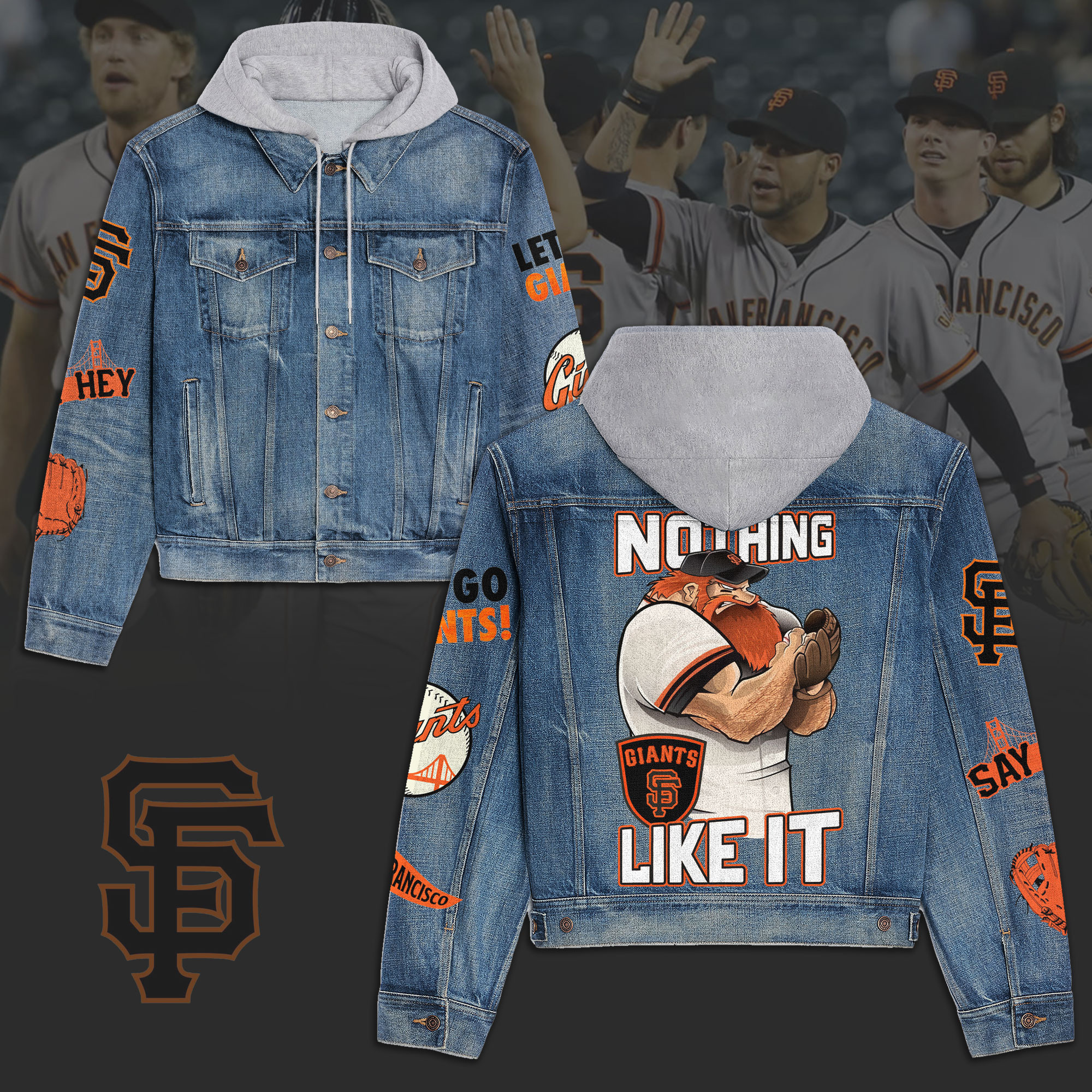 San Francisco Giants Premium Casual Fall Hooded Denim Jackets For Men Women