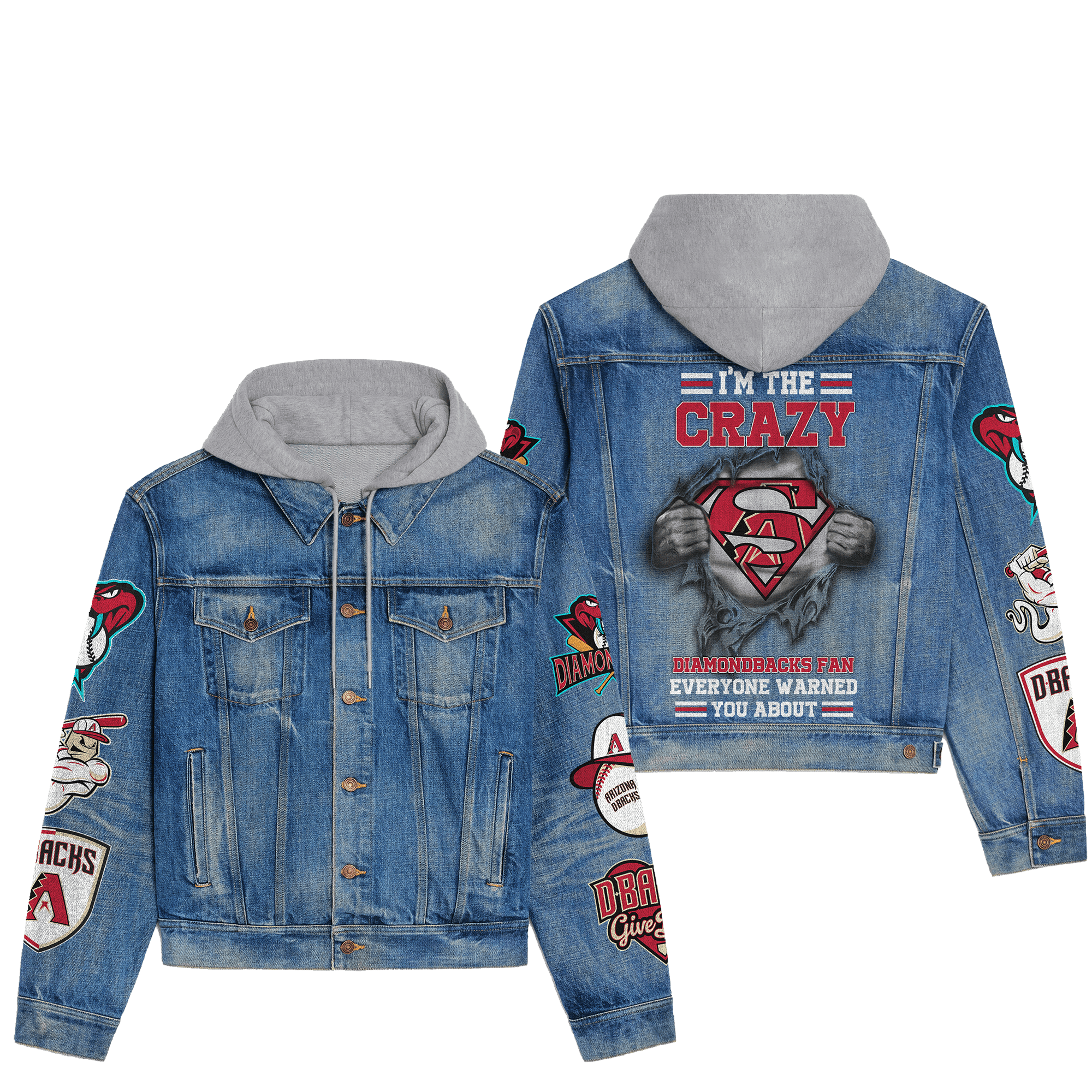 Arizona Diamondbacks Premium Hooded Denim Jacket For Men Women Collection Fall And Winter 2025