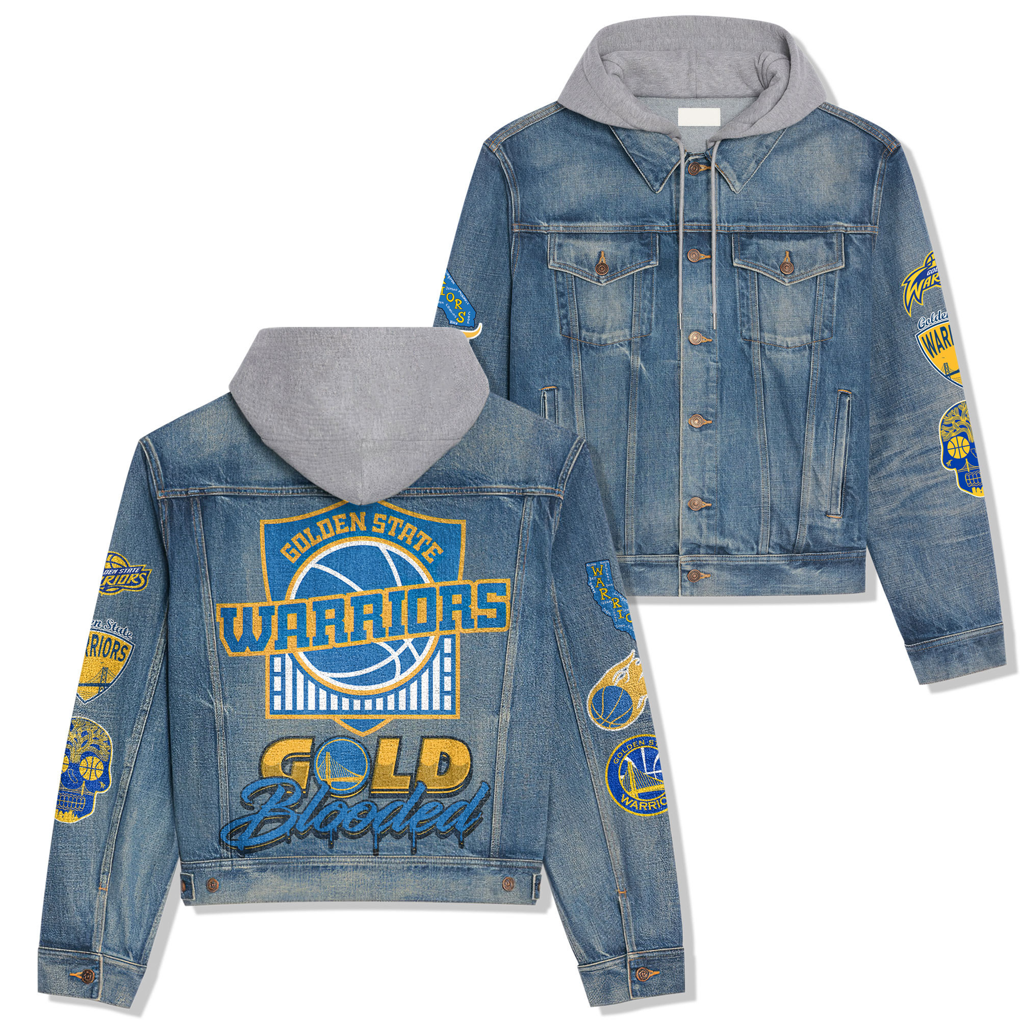 Golden State Warriors Premium Back To School Hooded Denim Jackets 2025