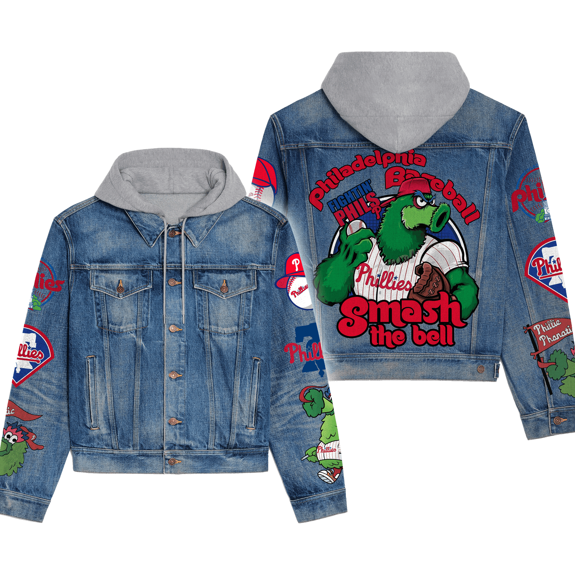 Phidelphia Phillies Premium Hooded Denim Jacket Best Denim Jacket For Layering