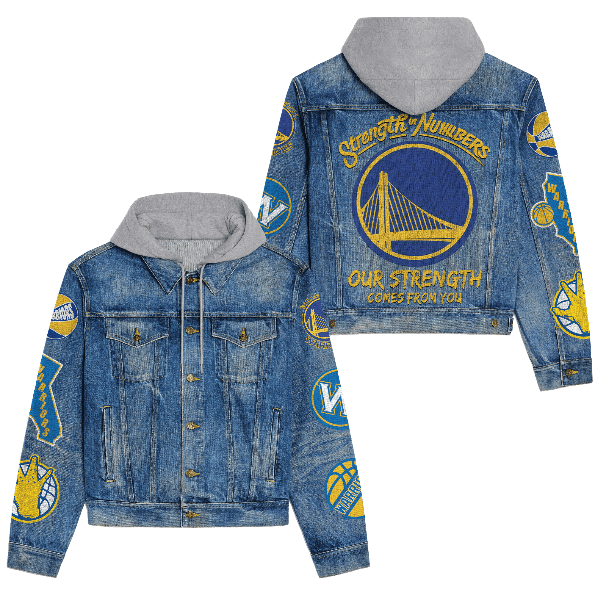Golden State Warriors Premium Casual Fall Hooded Denim Jackets For Men Women