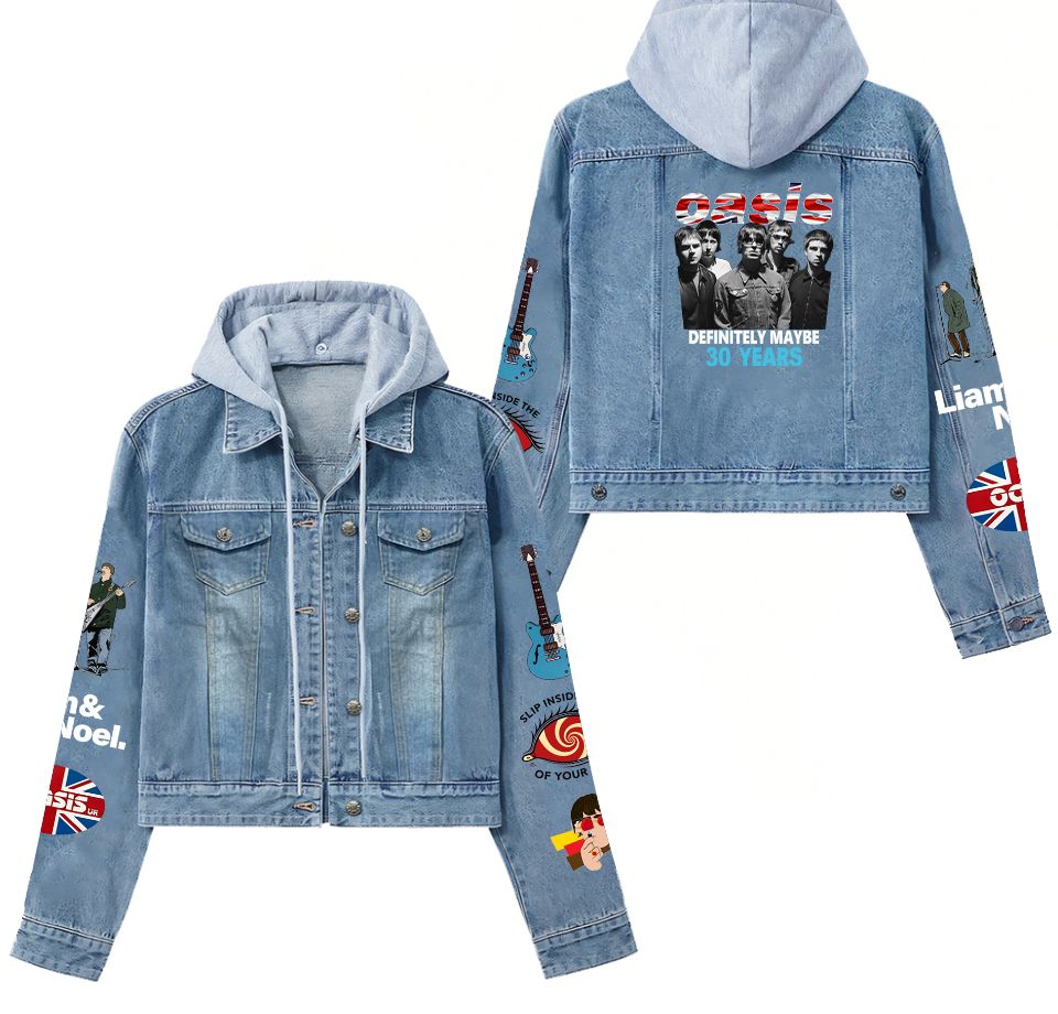 Oasis Definitely Maybe 30 Years Hooded Denim Jacket New Arrivals Hooded Jackets 2025 For Men Women 
