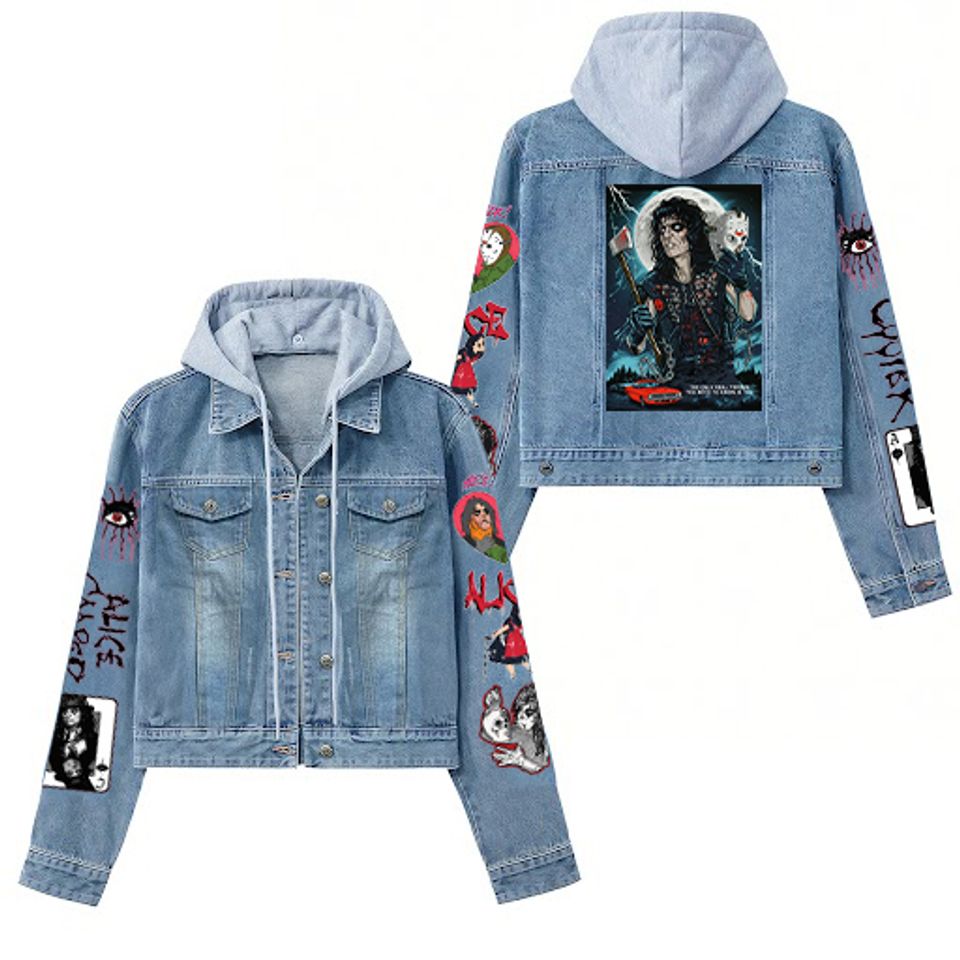 Alice Cooper The Only Real Person You Need To Know Is You Hooded Denim Jacket For Men And Women