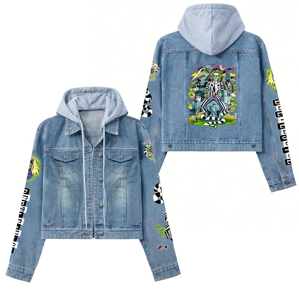 Beetlejuice Hooded Denim Jacket Best Fall Jackets 2025 For Men Women For Fan