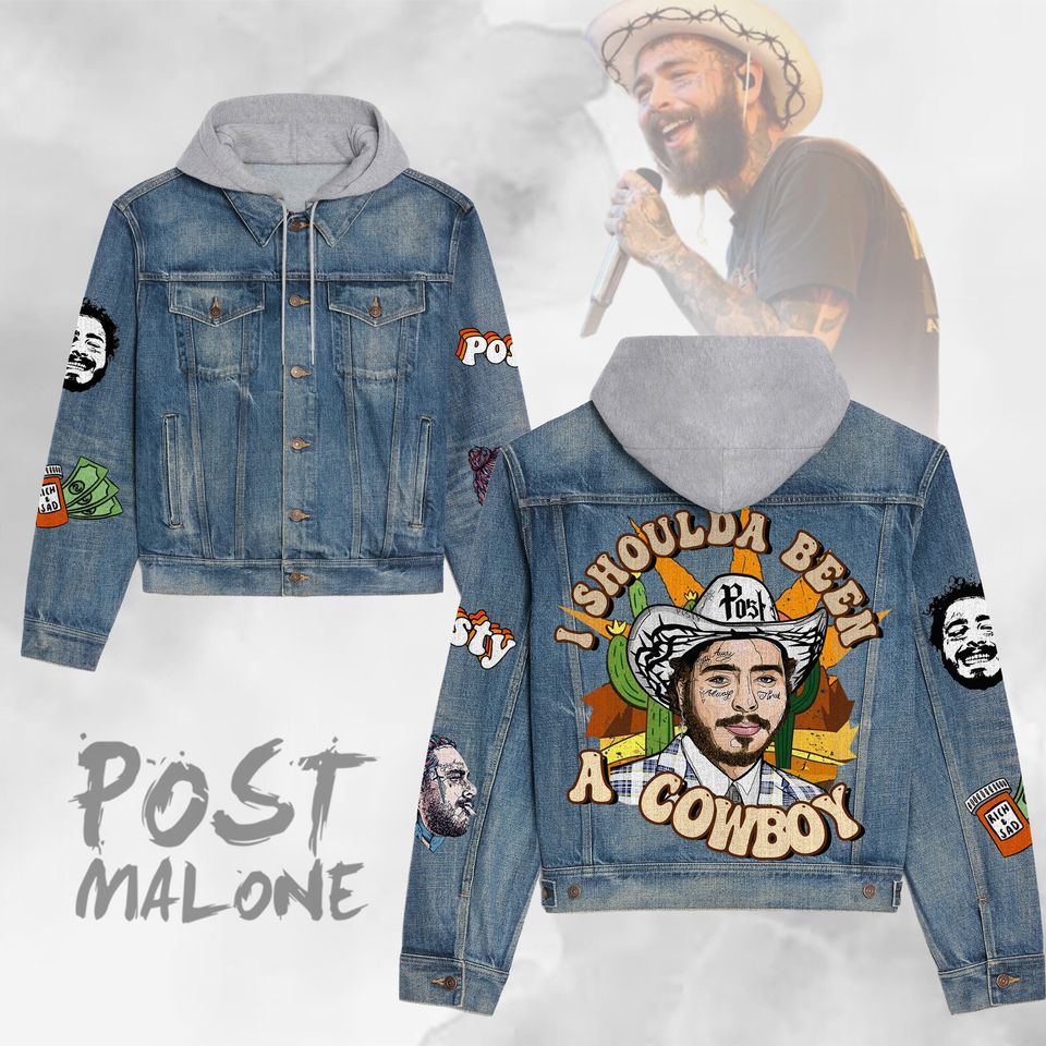 Post Malone Cowboy Hooded Denim Jacket Best Fall Jackets 2025 For Men And Women