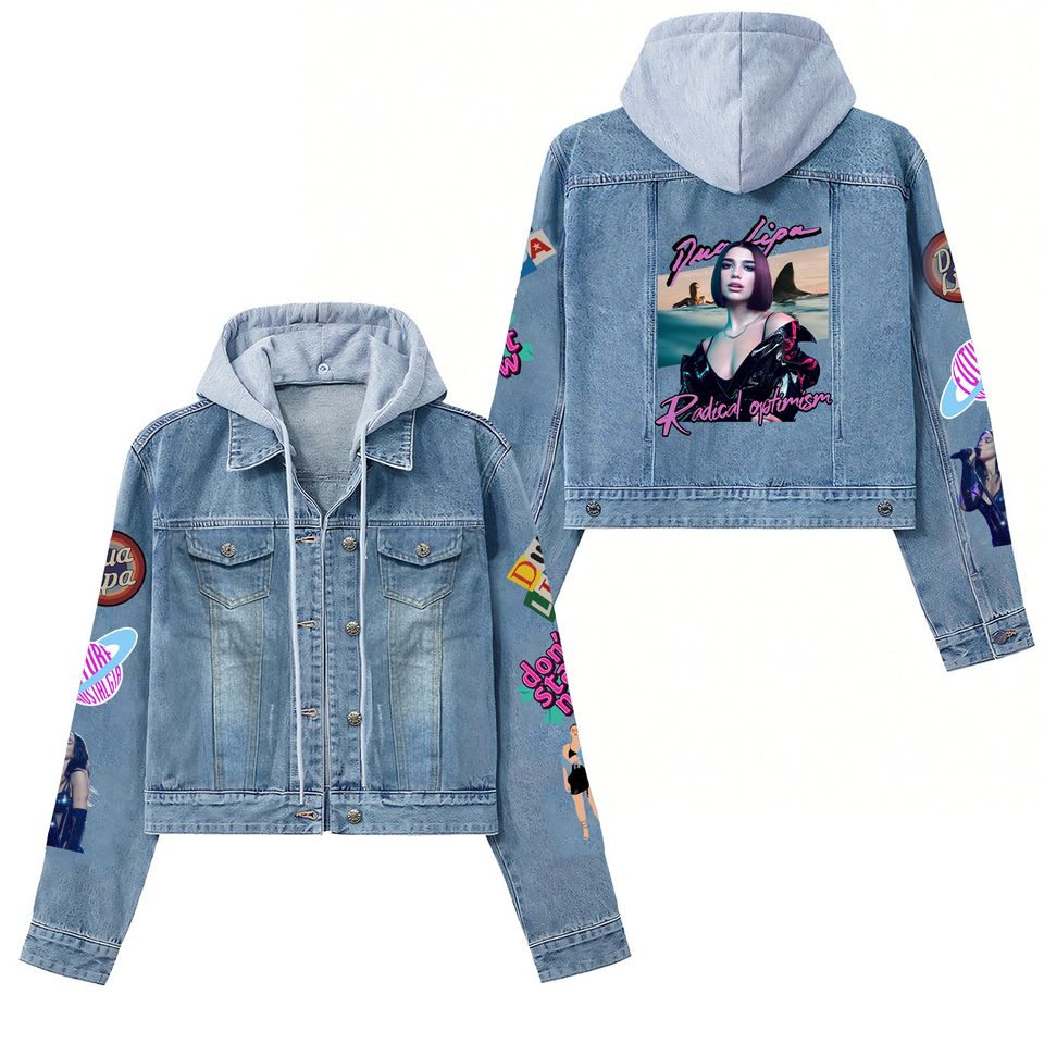 Dua Lipa Retro Music Fan Hooded Denim Jacket Casual Fall Jackets 2025 For Men And Women