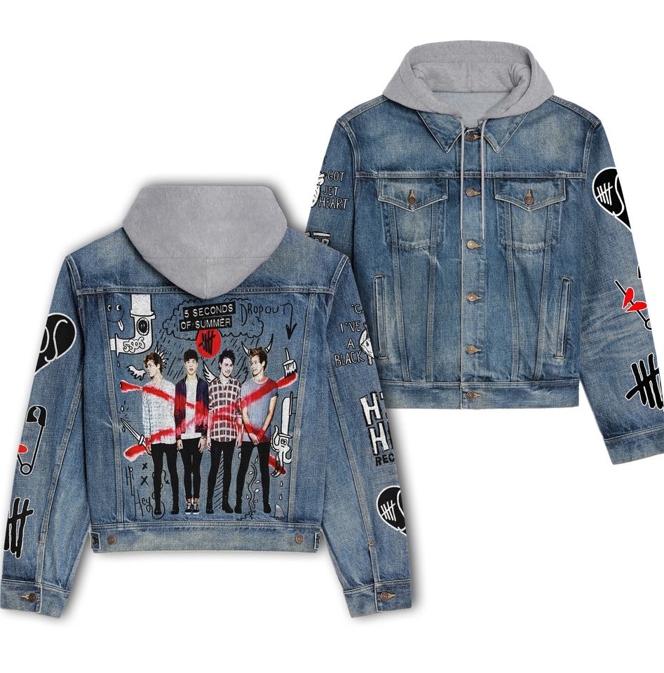 5 Seconds Of Summer Drawstring Hooded Denim Jacket Best Fall Jackets 2025 For Men And Women