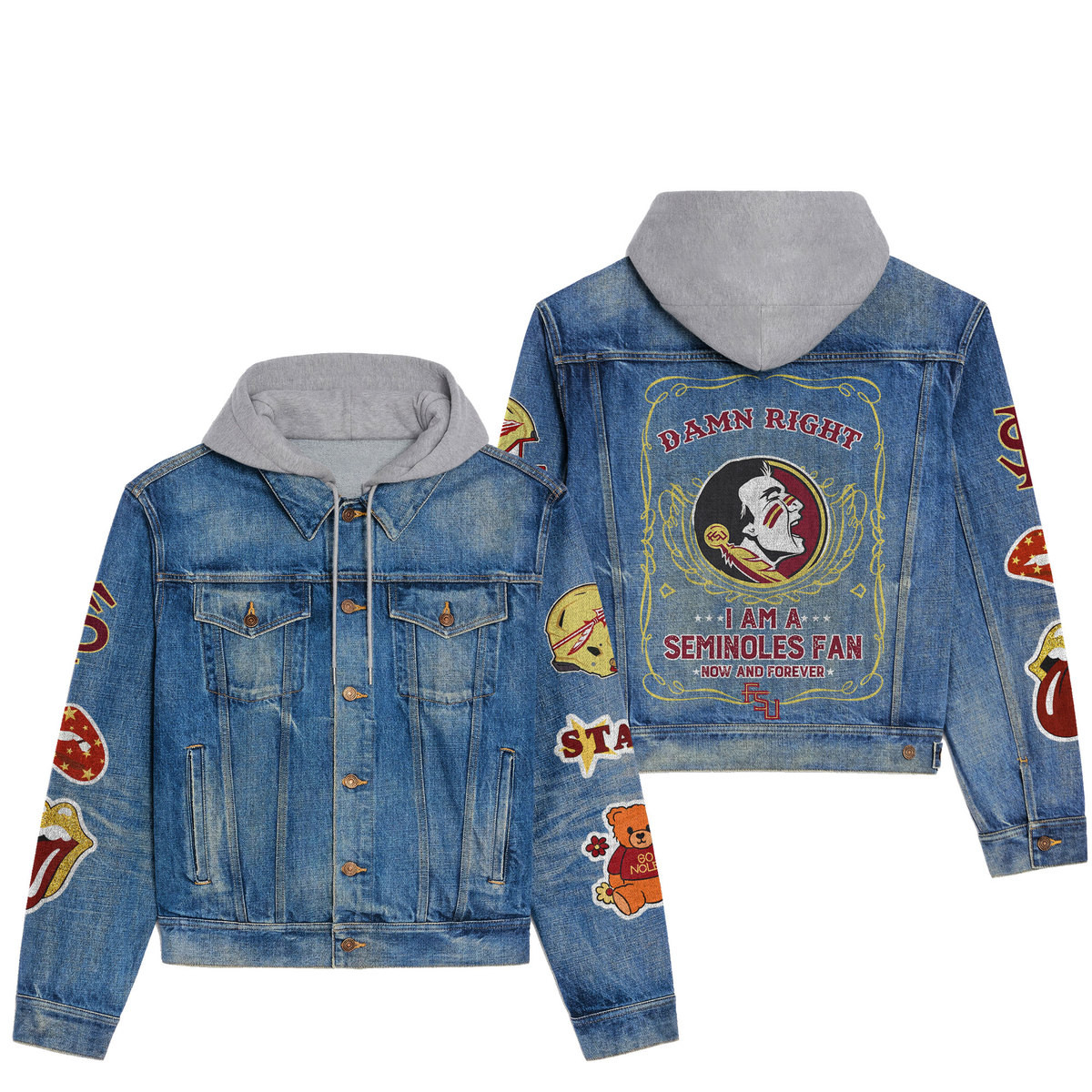 Florida State Seminoles Premium Hooded Denim Jacket