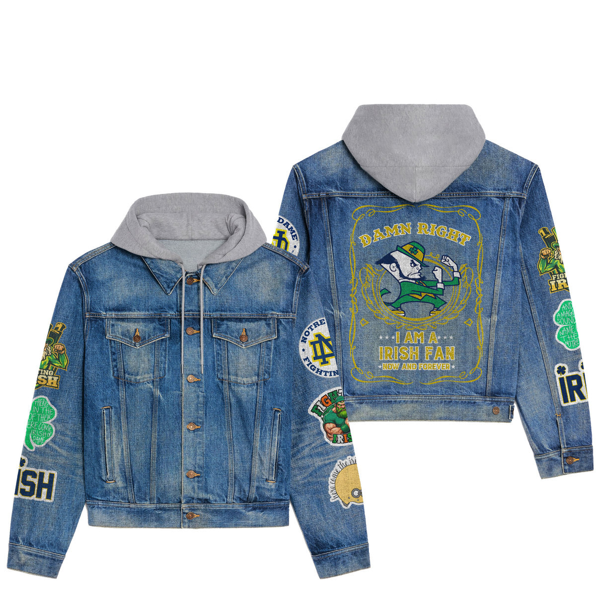 Notre Dame Fighting Irish Premium Fall Fashion Denim Jackets For Men Women New Collection