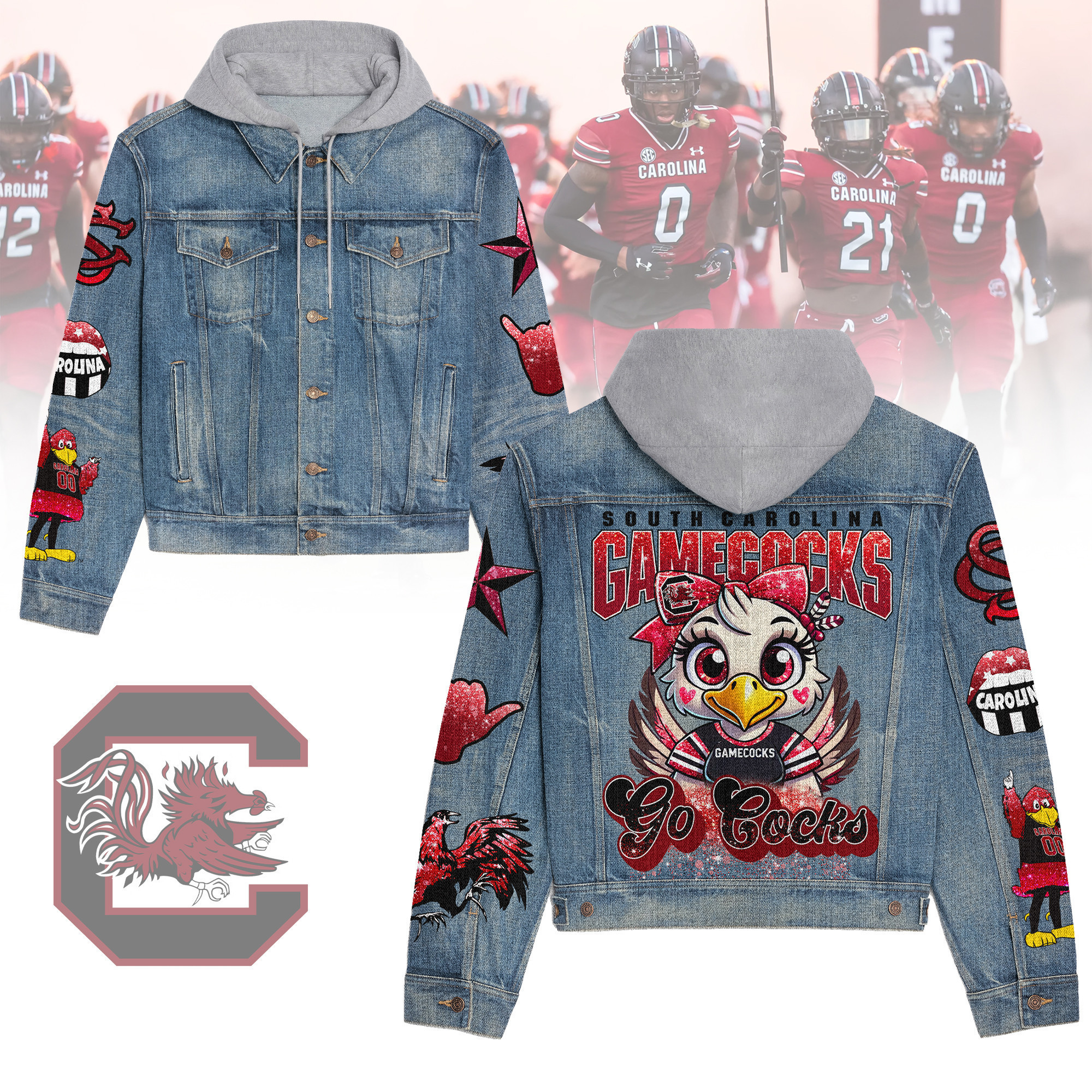 South Carolina Gamecocks Premium Back To School Hooded Denim Jackets 2025