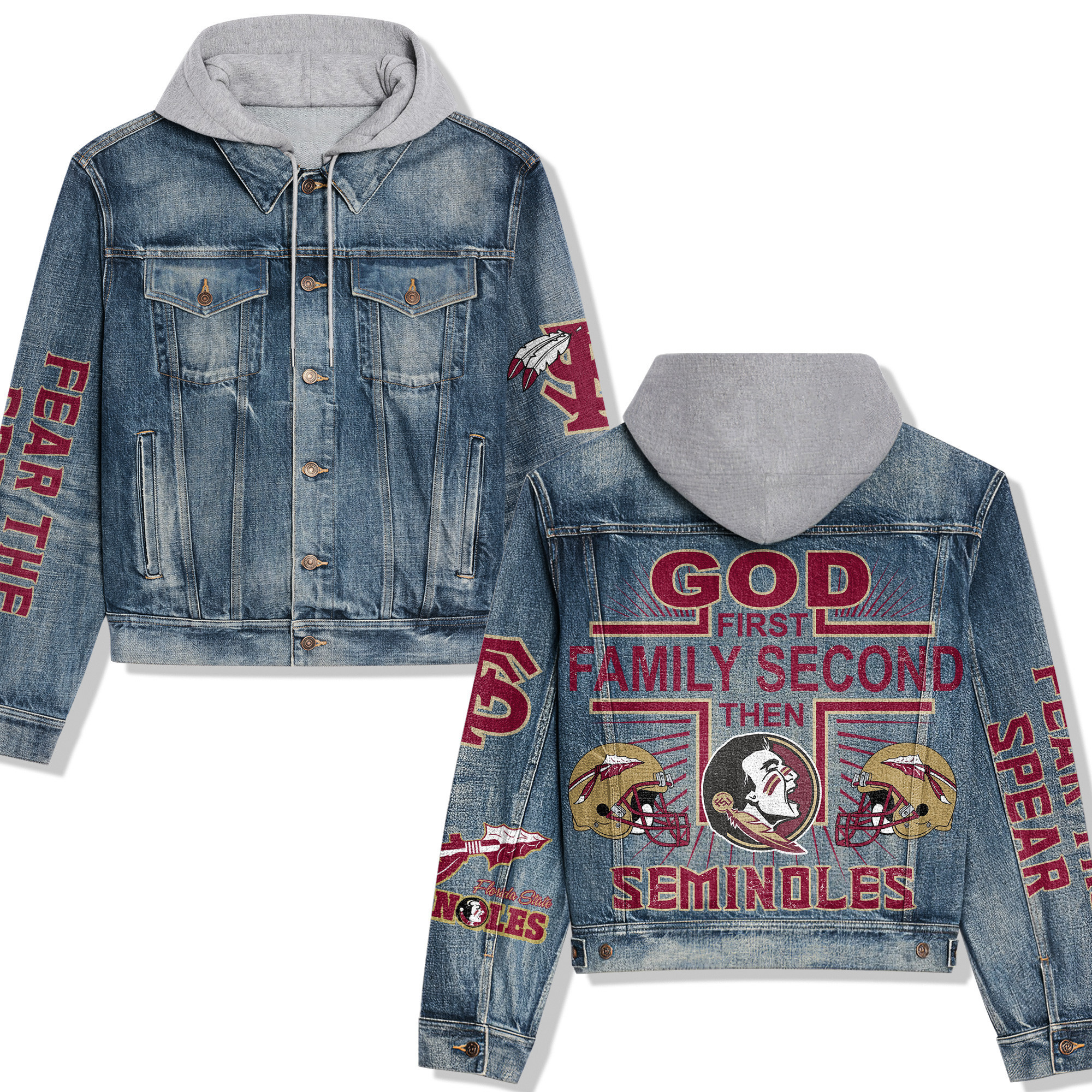Florida State Seminoles Premium Back To School Hooded Denim Jackets 2025