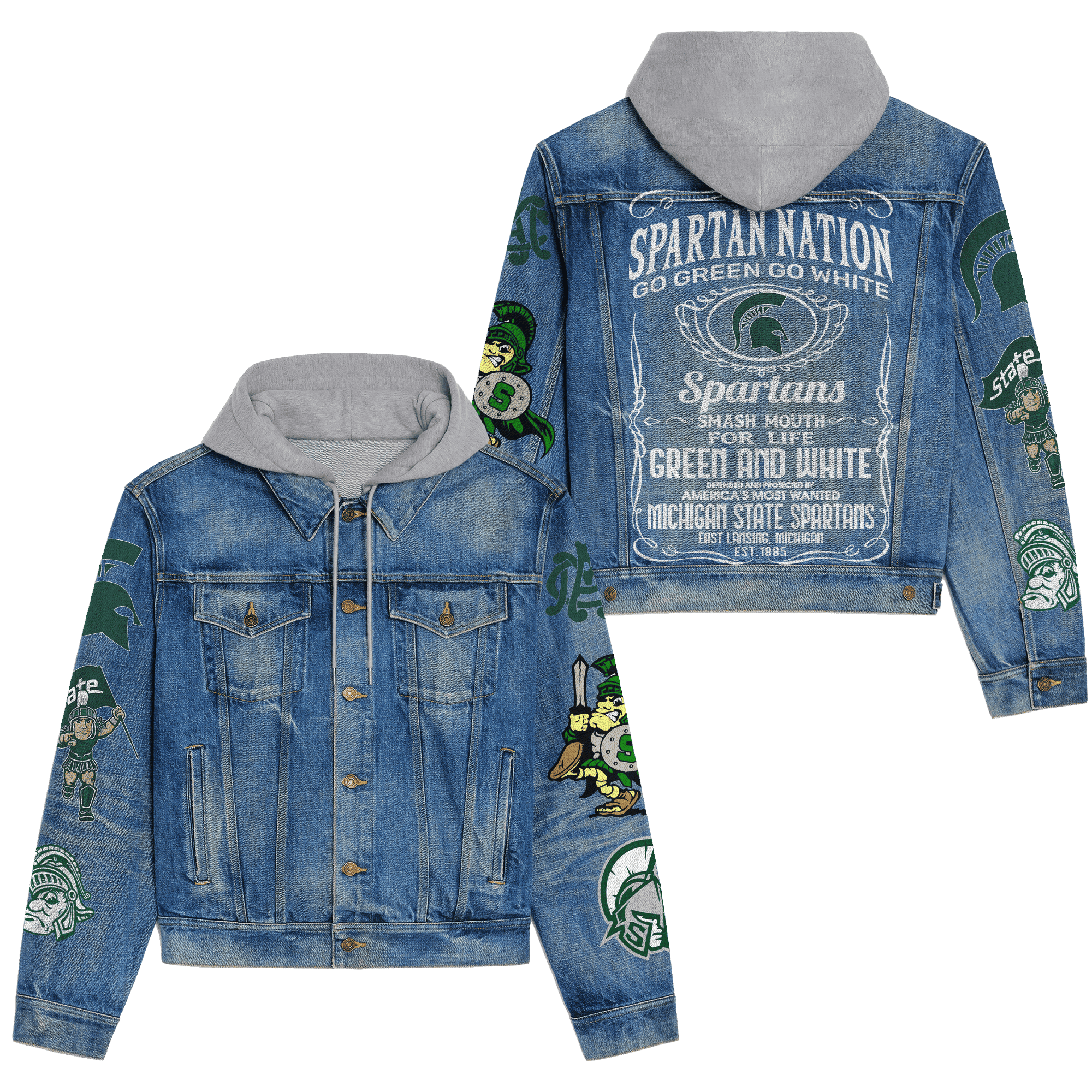 Michigan State Spartans Premium Hooded Denim Jacket